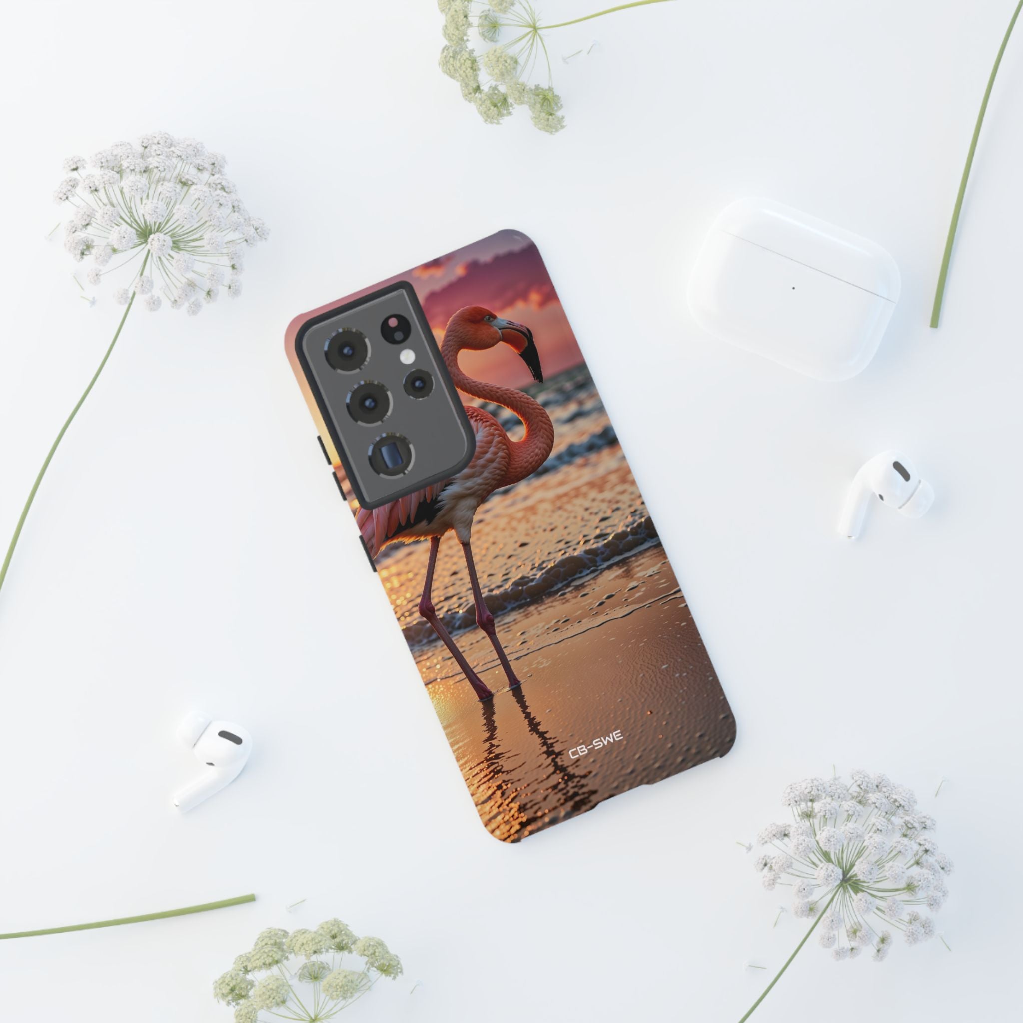 Sunset Flamingo Stand - Samsung Case