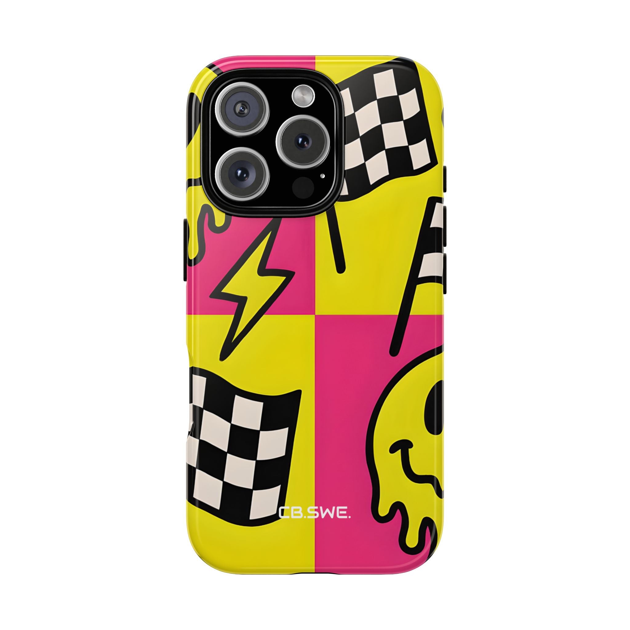 Vibrant Pop Art Smiling Faces and Lightning iPhone 16 - Tough