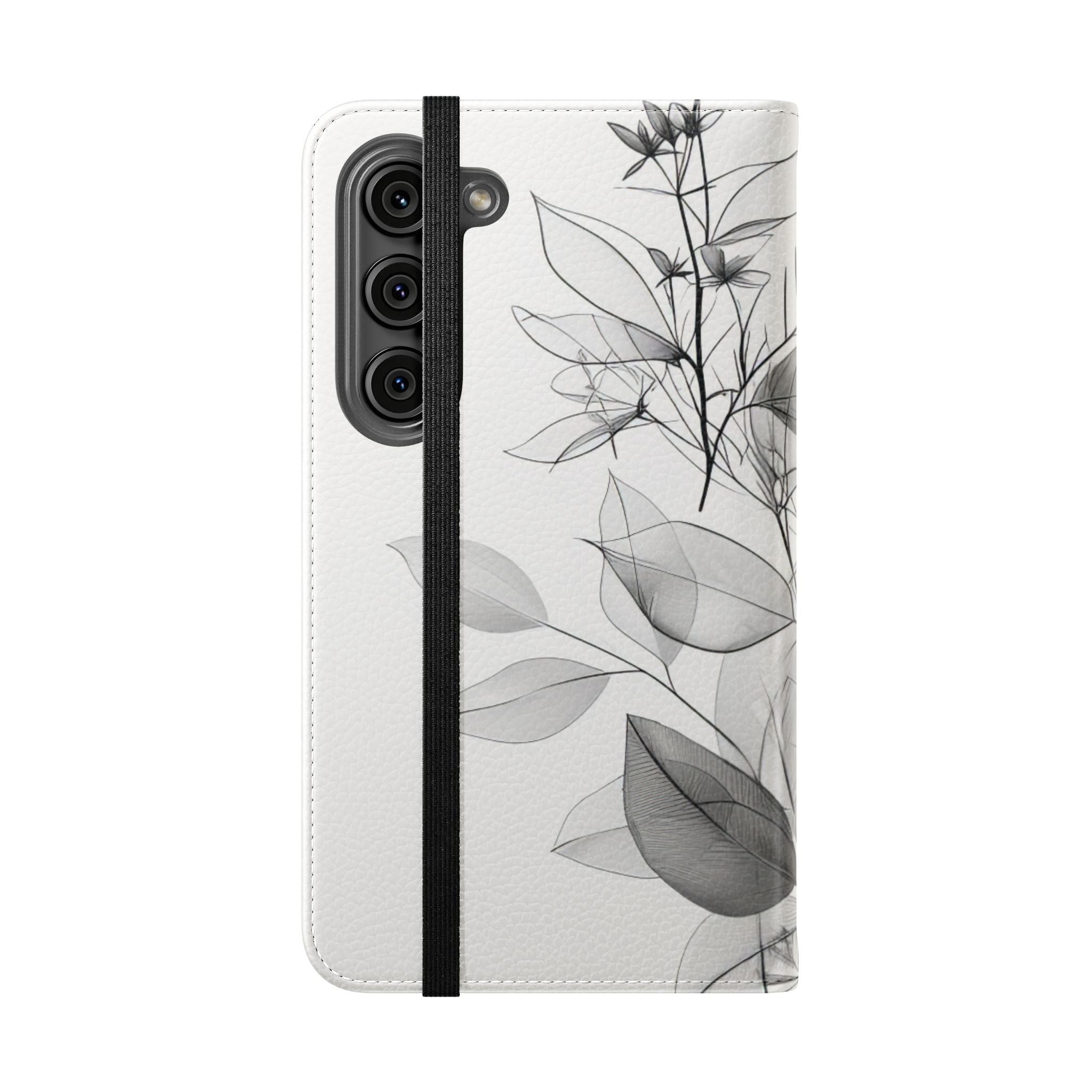 Hopeiset lehdet - Samsung S23 -lompakkokotelo