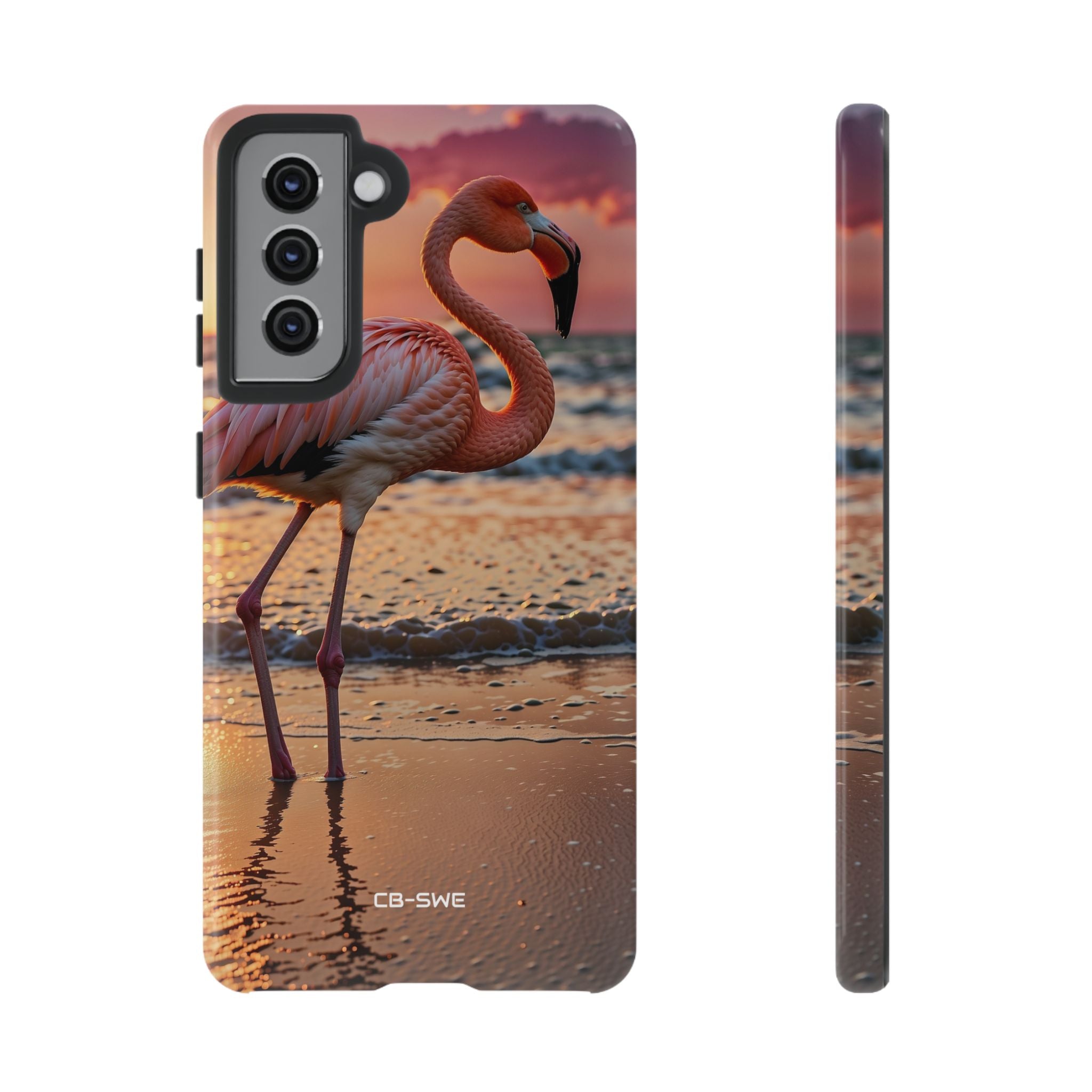Sunset Flamingo Stand - Samsung Case