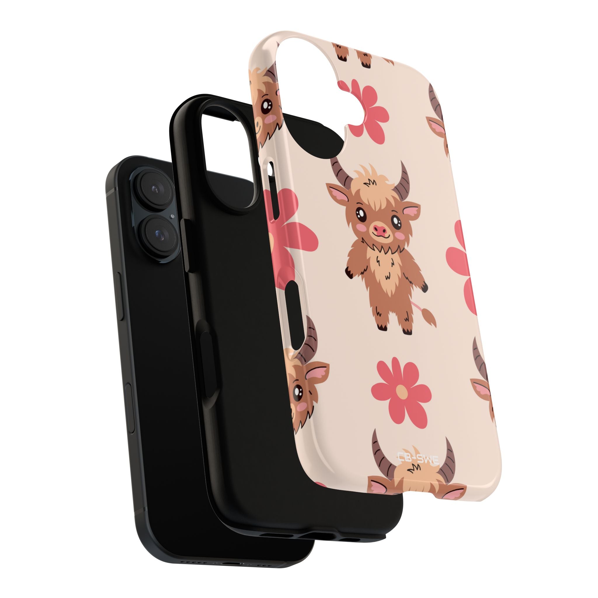 Cute Cattle & Flowers - iPhone Case