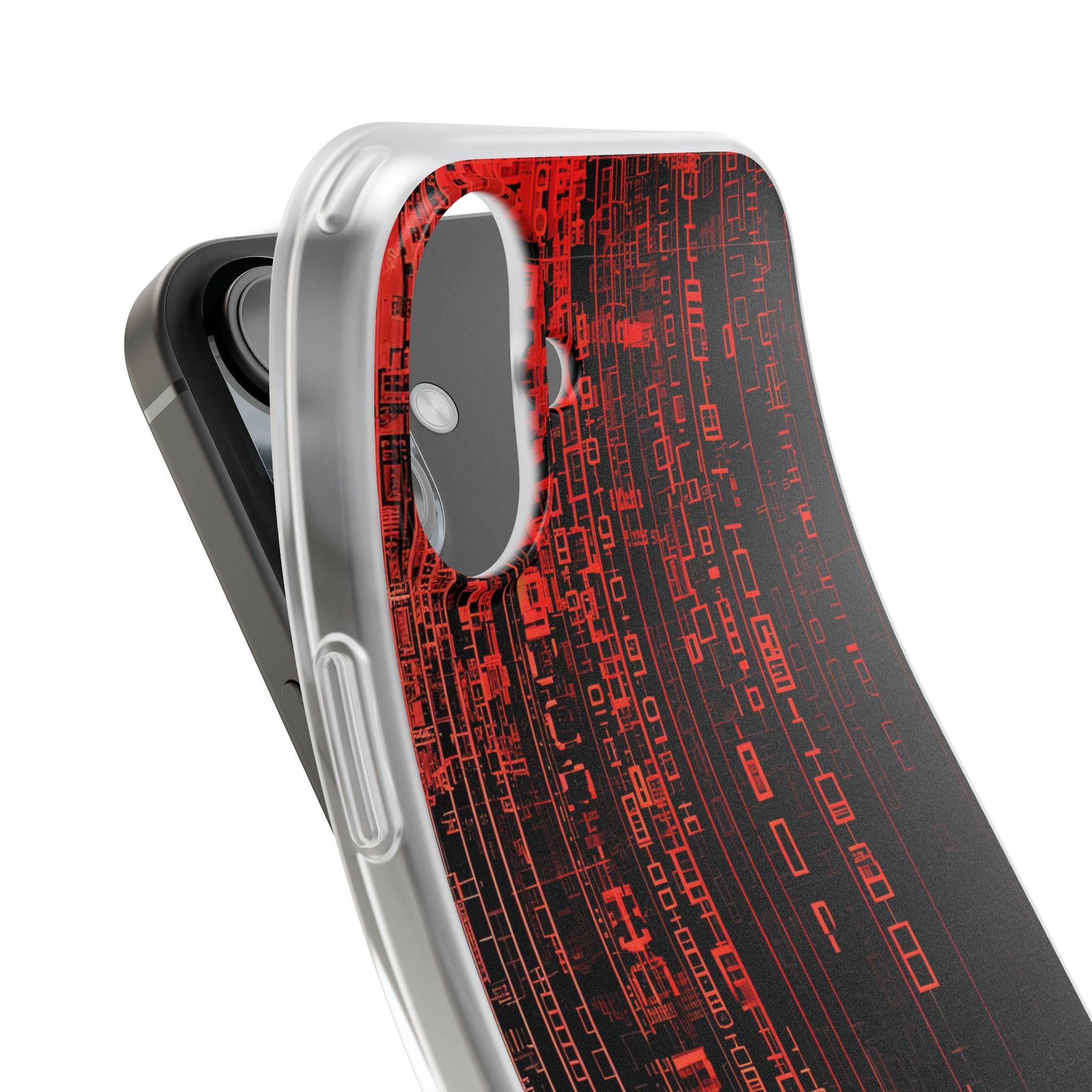 Crimson Glyphs iPhone 16 Plus Case - Soft