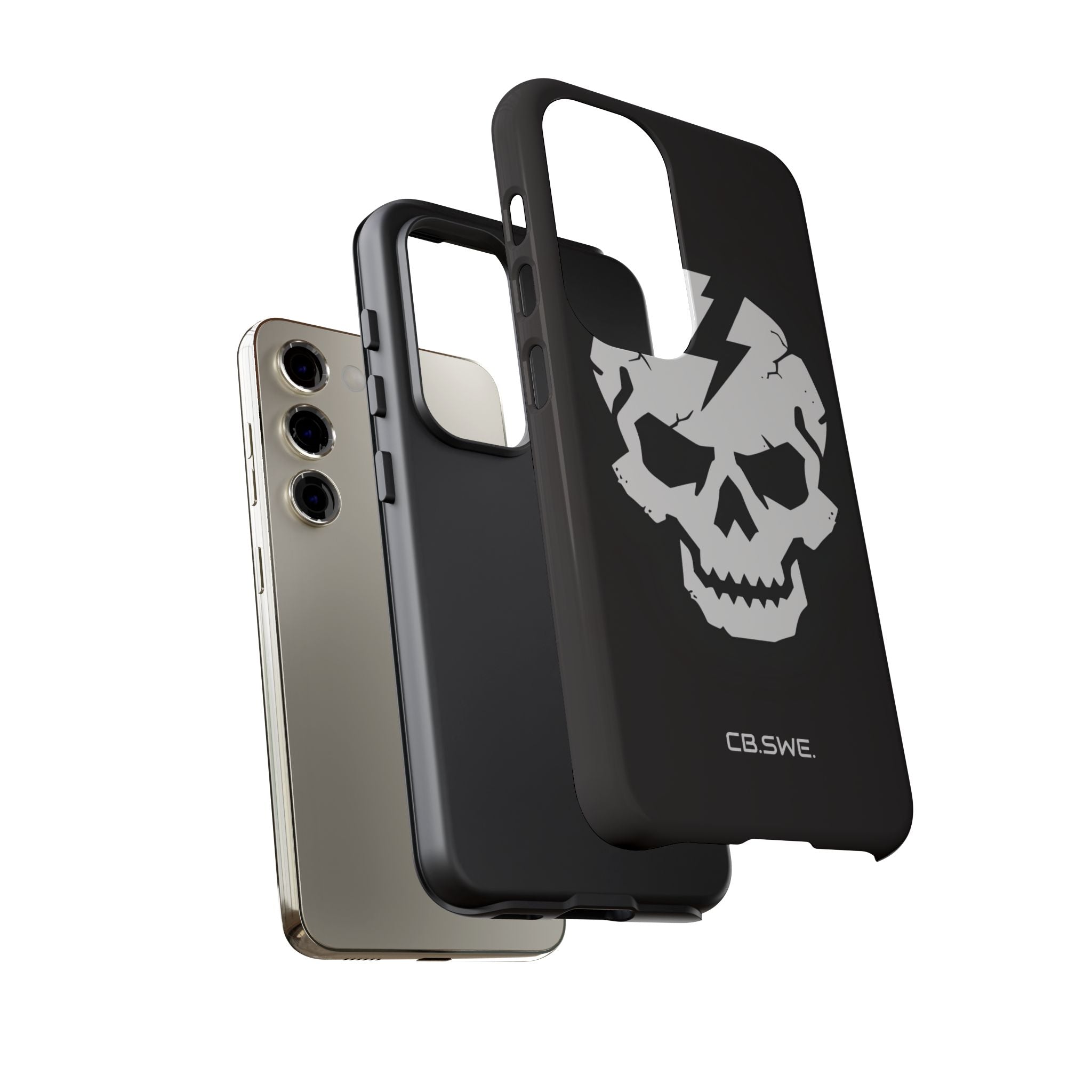 Minimalist White Skull Lightning Bolt Icon Samsung S23 - Tough