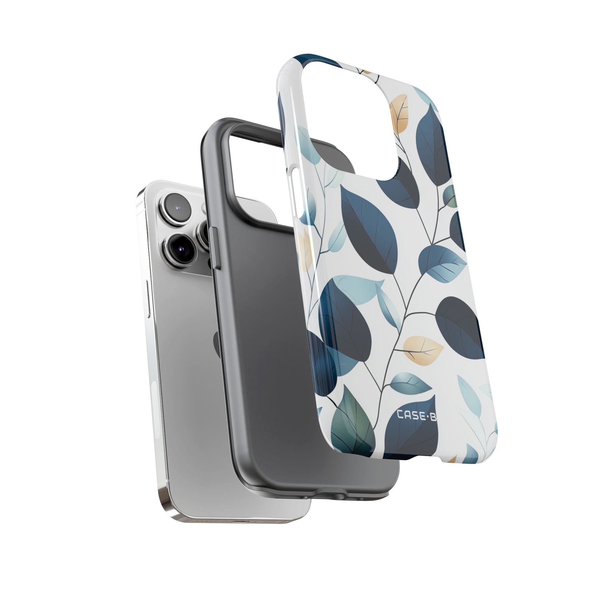 Navy Leaf Veins iPhone 14 Pro Case - Tough