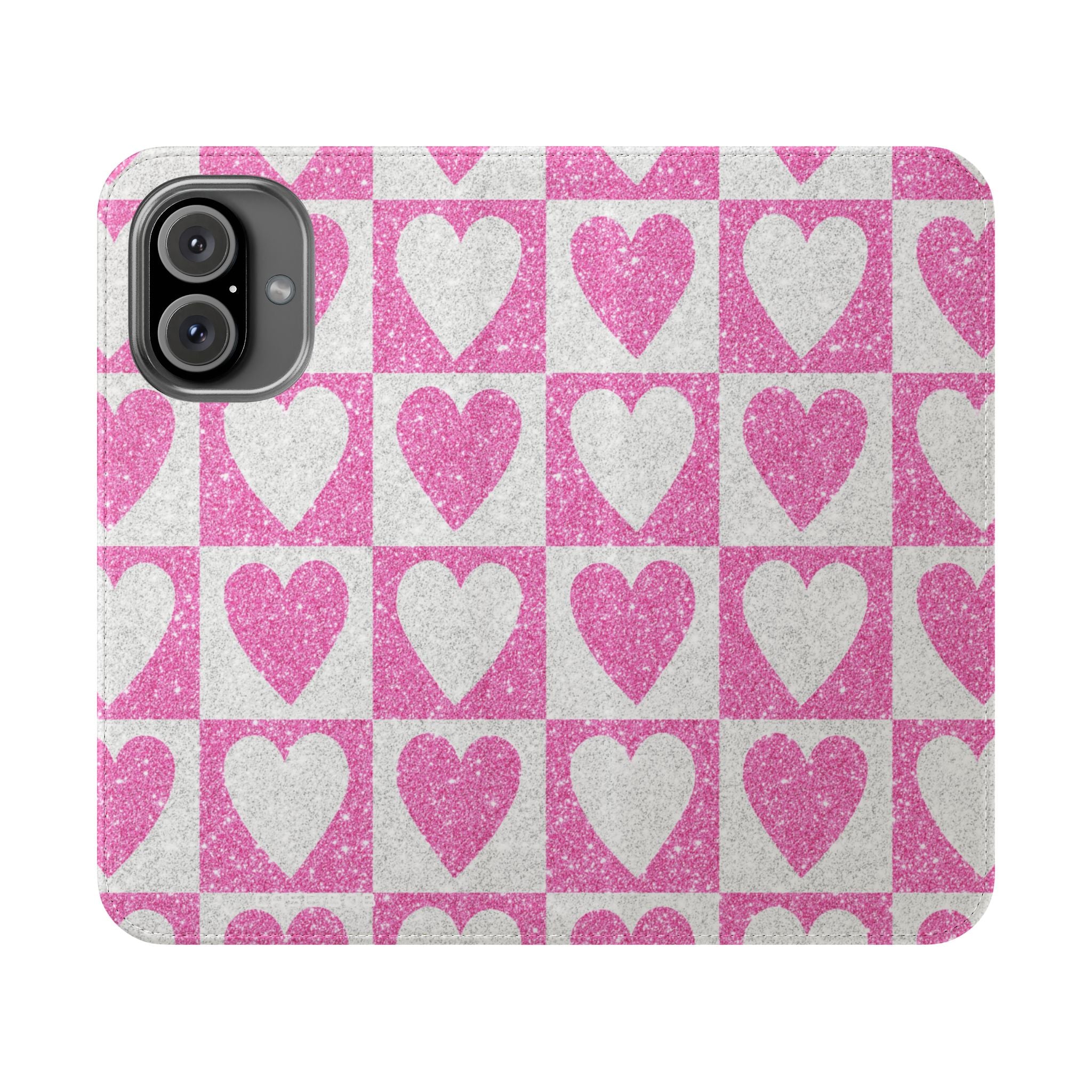 Glitter Heartgrid - iPhone 16 Case - Wallet