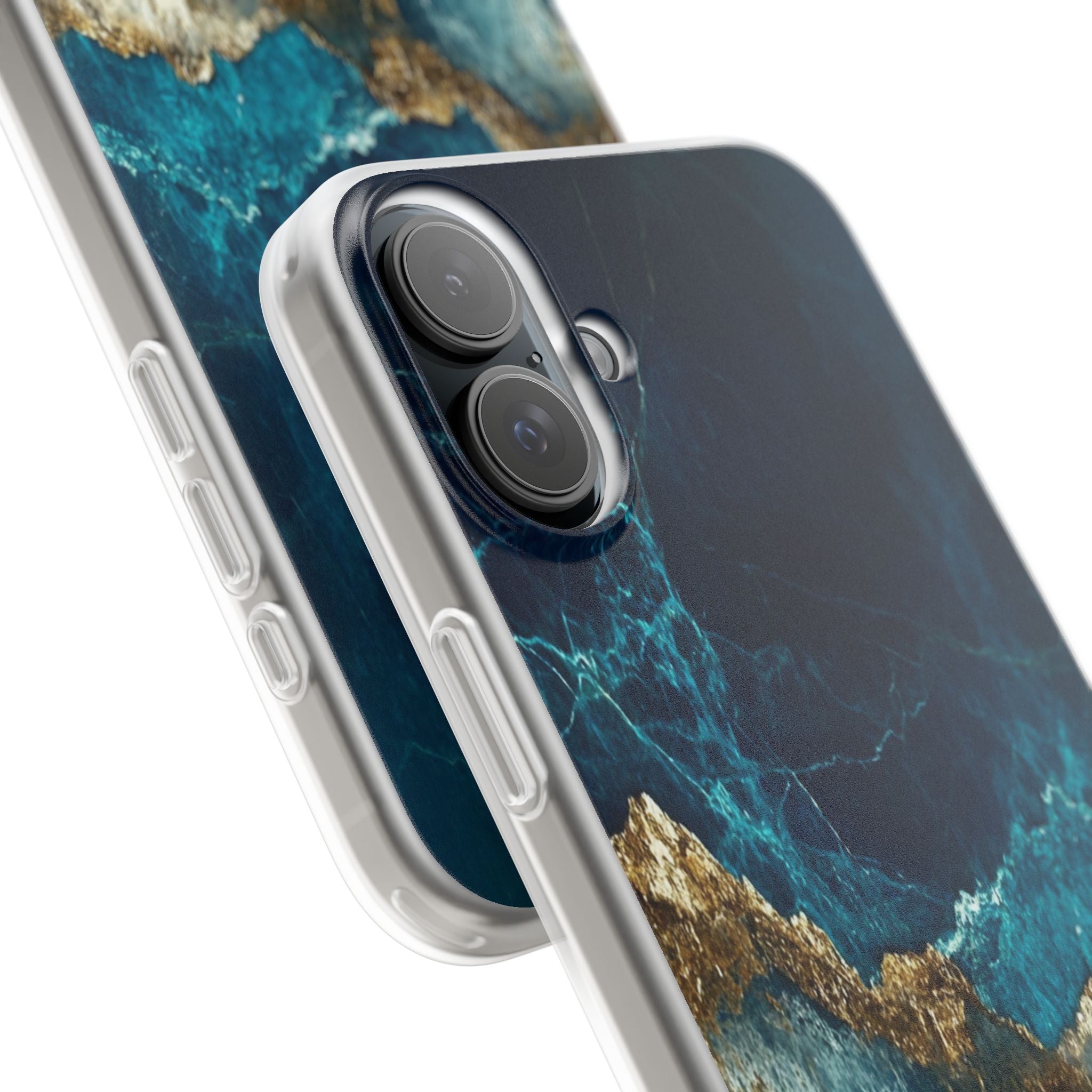 Jagged Gold Split iPhone 16 Plus Case - Soft