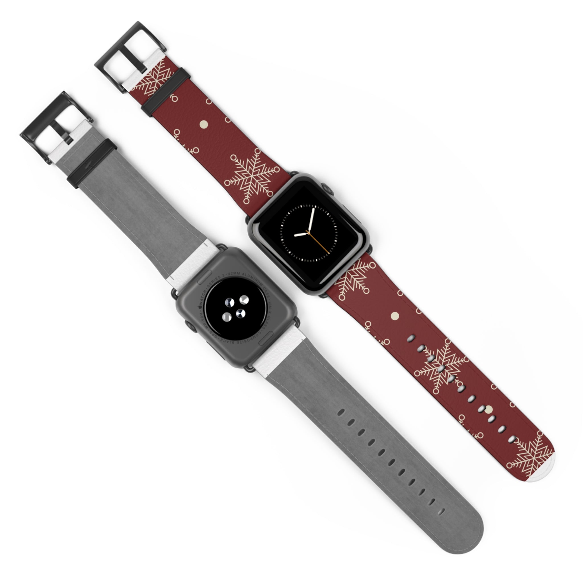 Cream Snowflakes Crimson - Watch Band