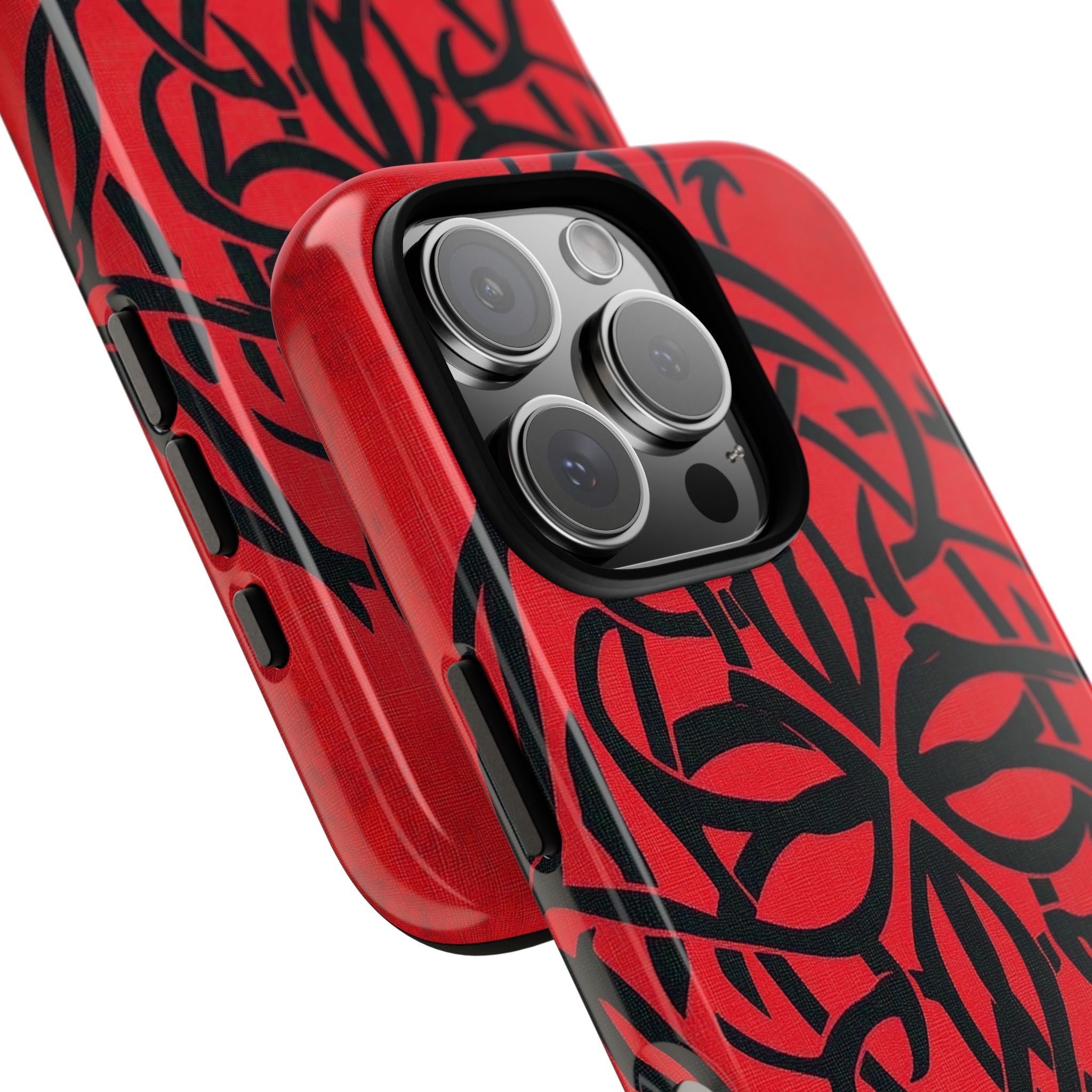 Wunderschöne rote symmetrische keltische Symbole Gothic Standard iPhone 16 - Robust