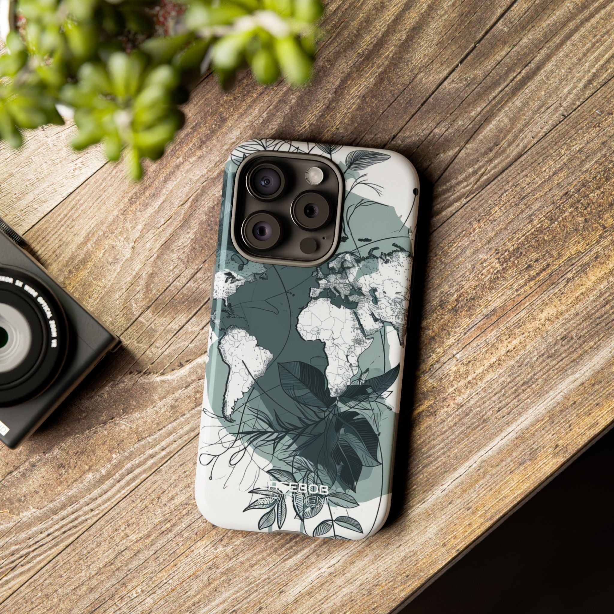 Botanische Weltkarte iPhone 15 – Robust