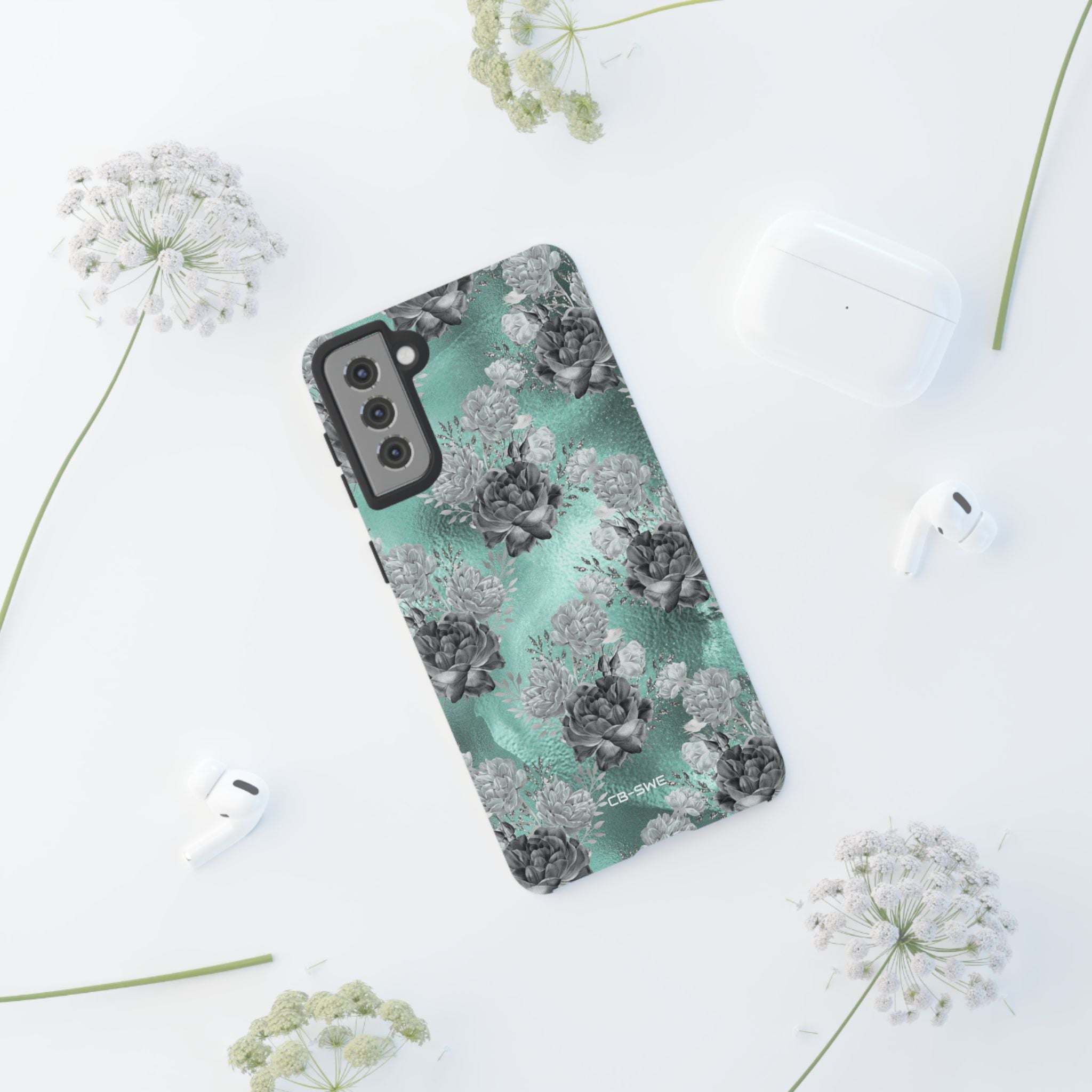 Teal Floral Elegance - Samsung Case
