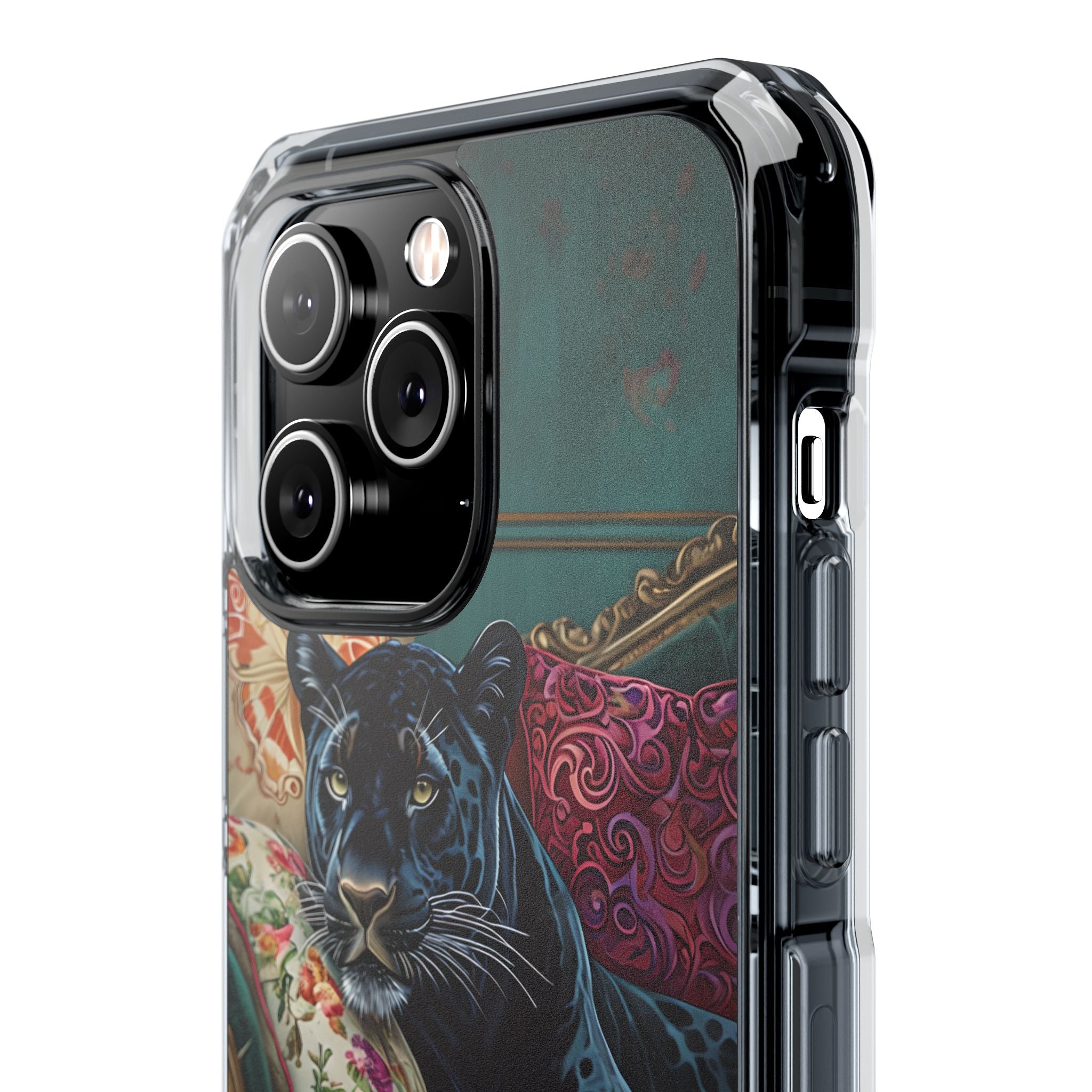 Serene Black Panther Vintage Royal Living Room Art iPhone 14 - Impact Clear+