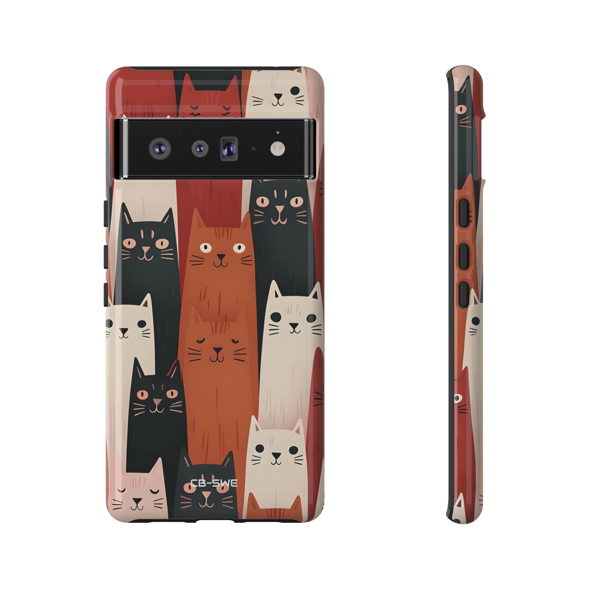 "Whimsical Cat Assembly" - Google Pixel Case