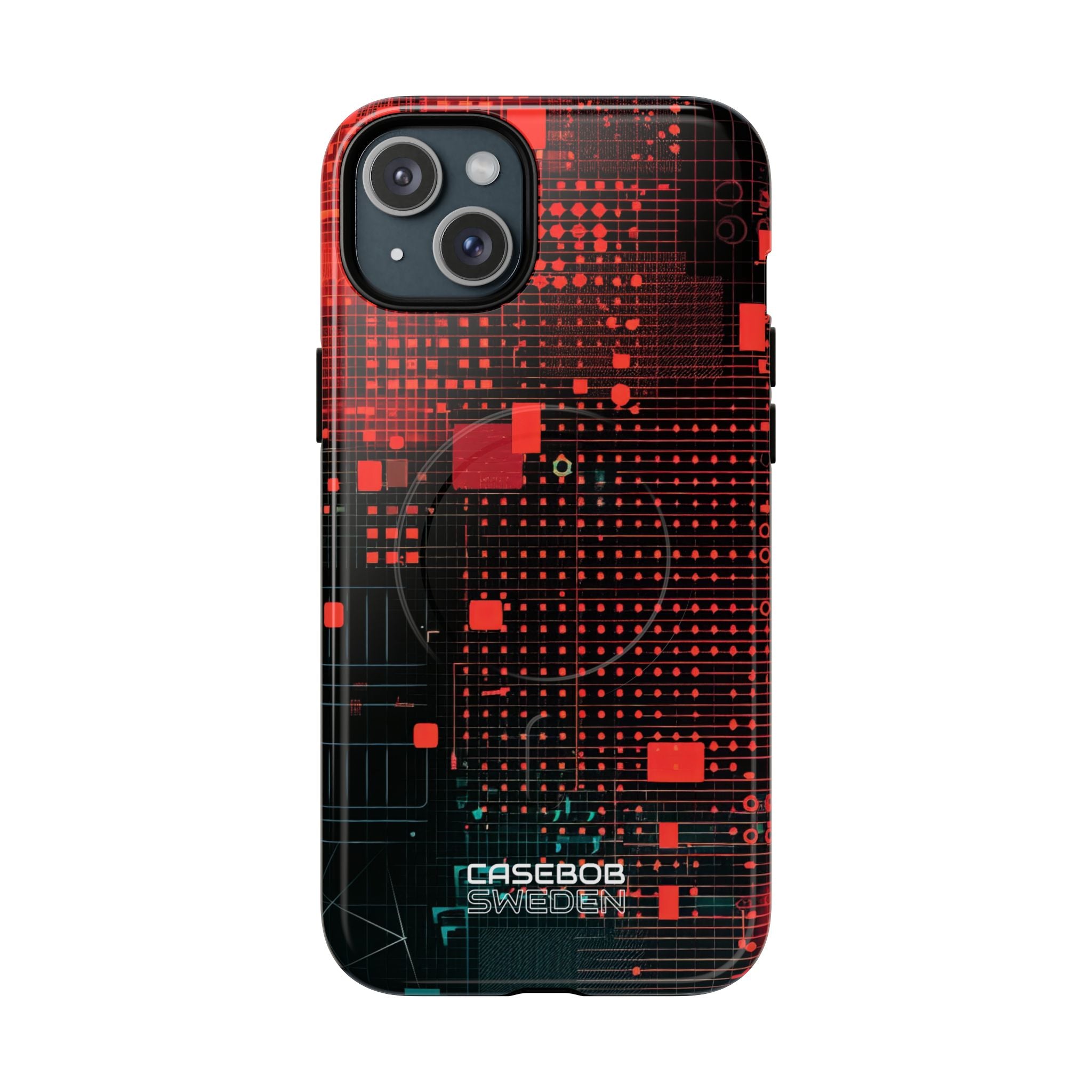 Crimson Circuit Grid iPhone 15 - Tough+