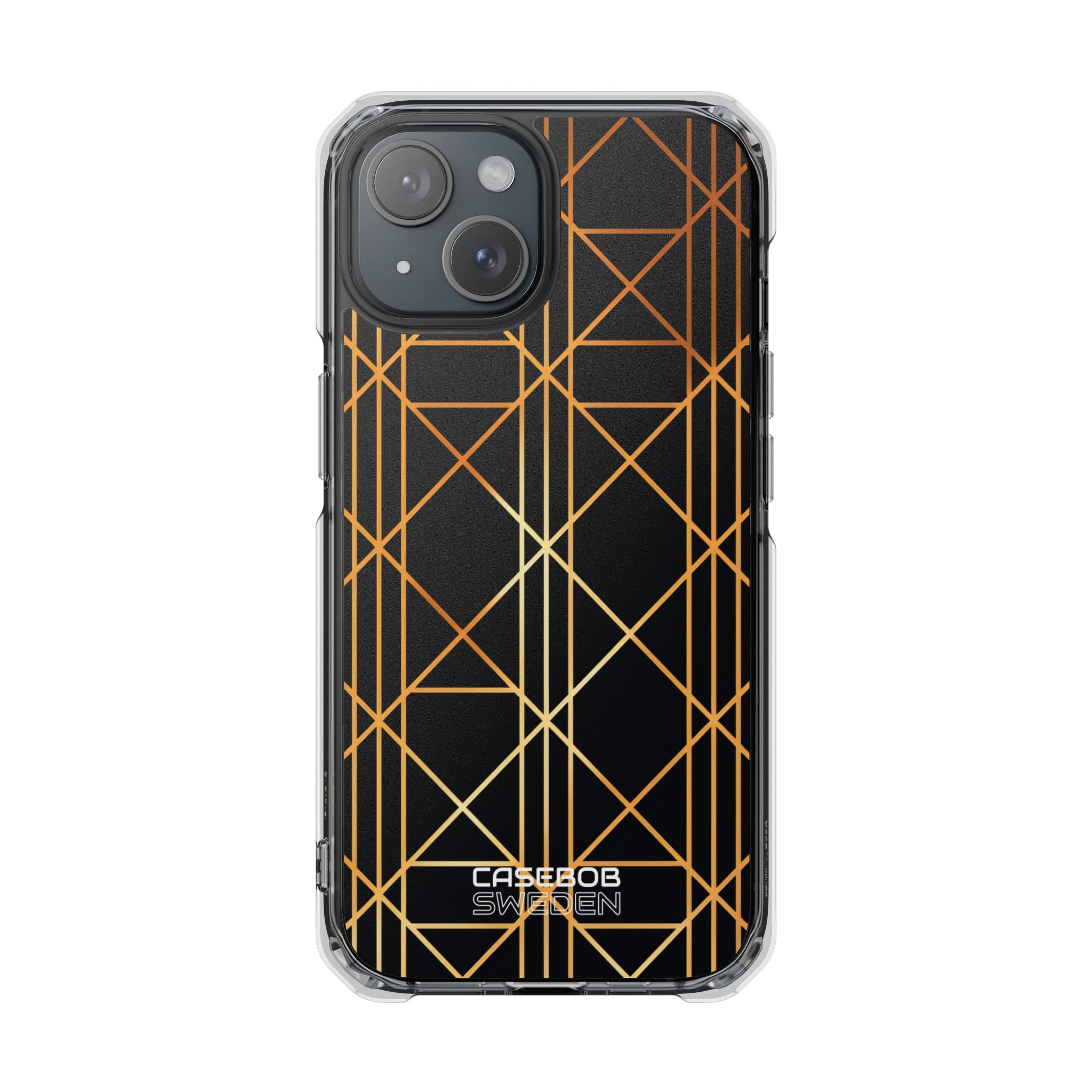Golden Geometric Elegance iPhone 15 - Impact Clear+