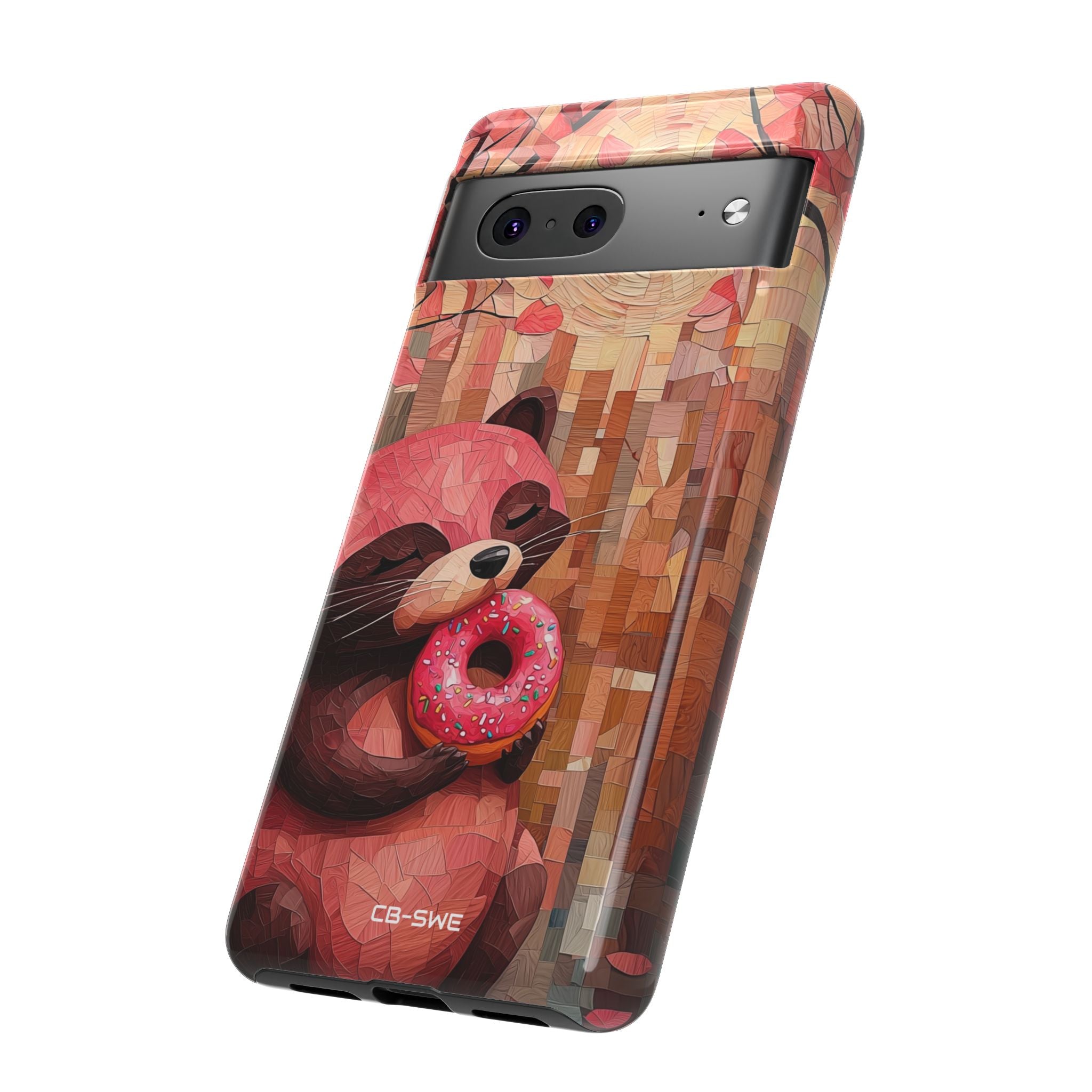 Raccoon Holds Donut - Google Pixel Case