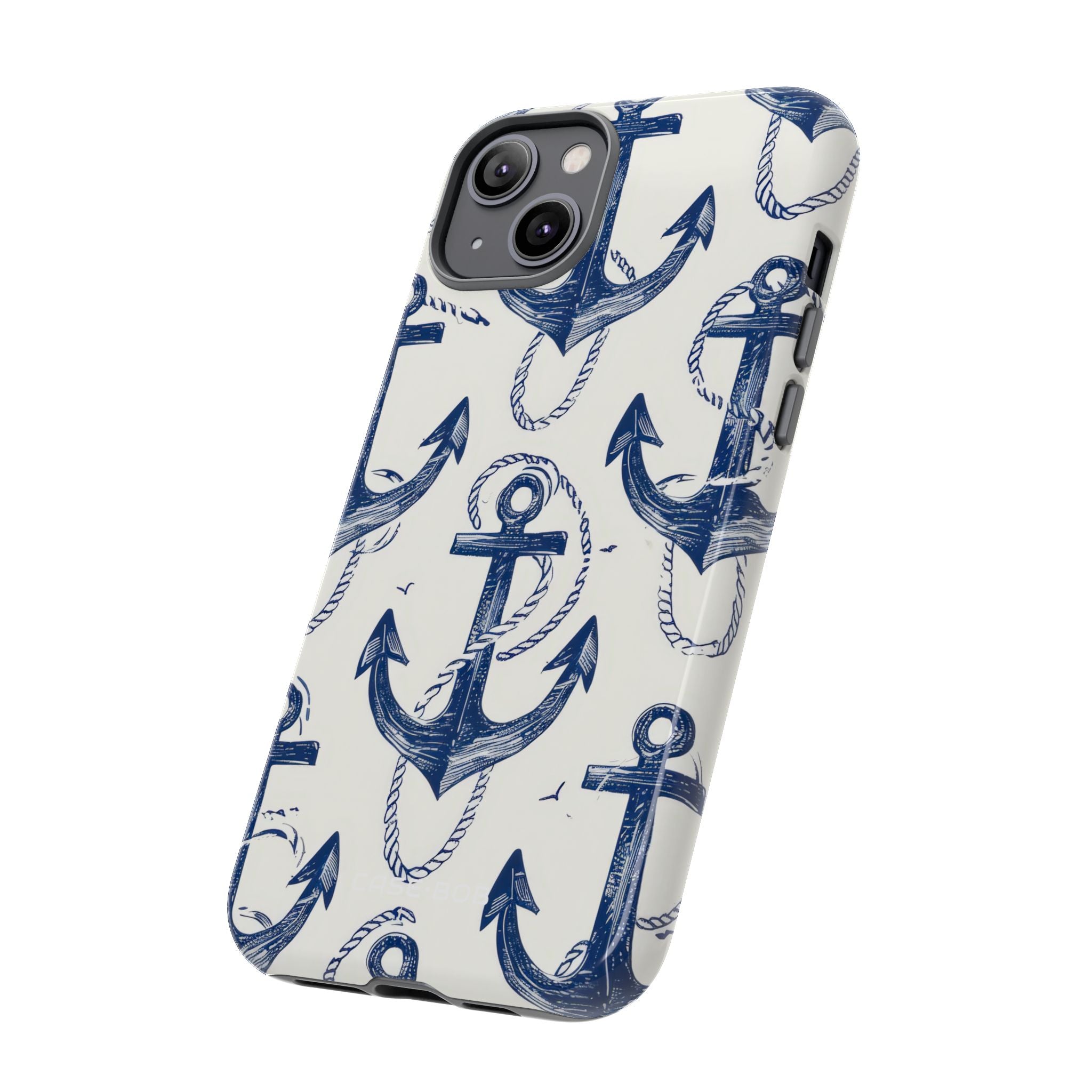 Navy Anchor Loop iPhone 14 Plus Case - Tough
