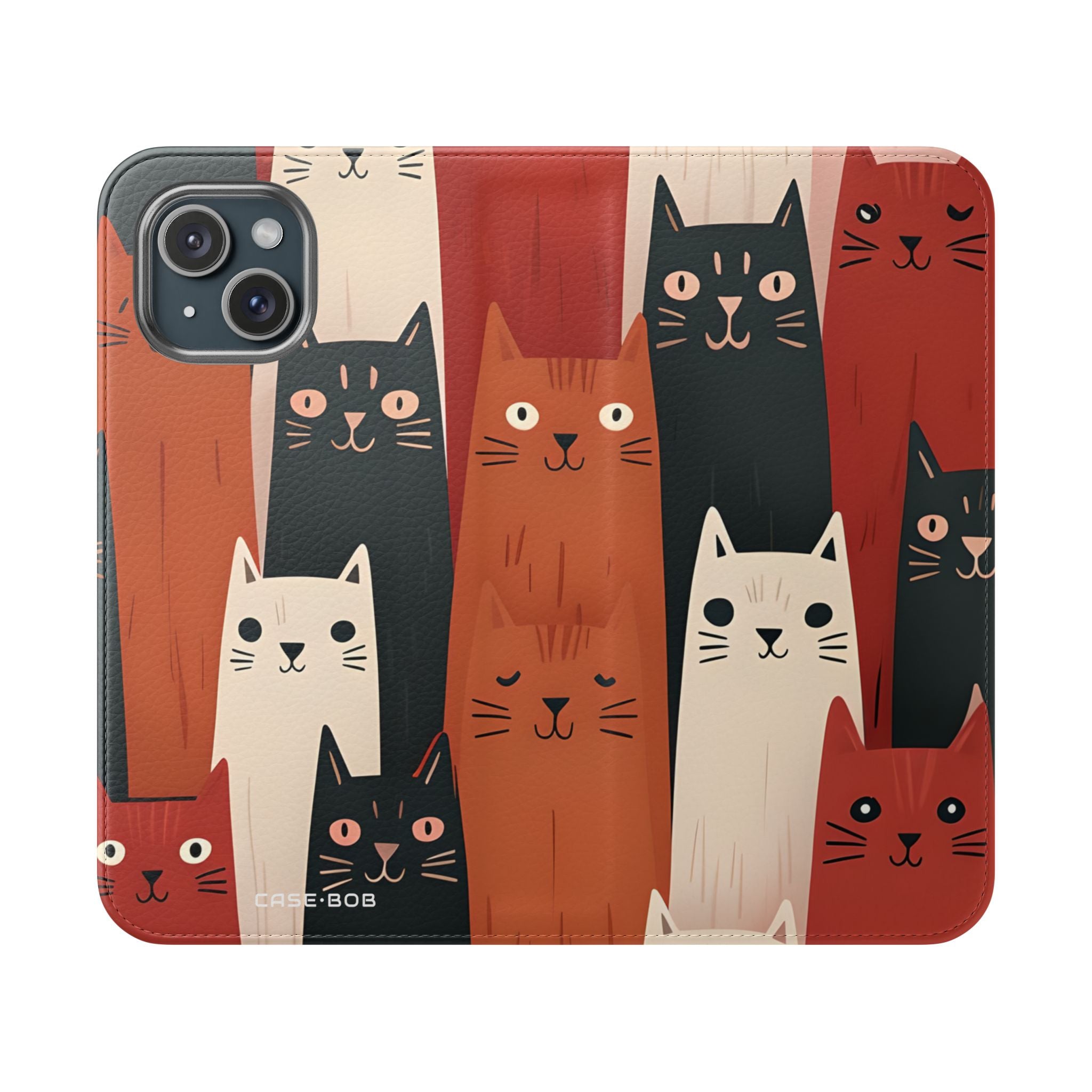 Cat Columns Orange - iPhone 15 Case - Wallet