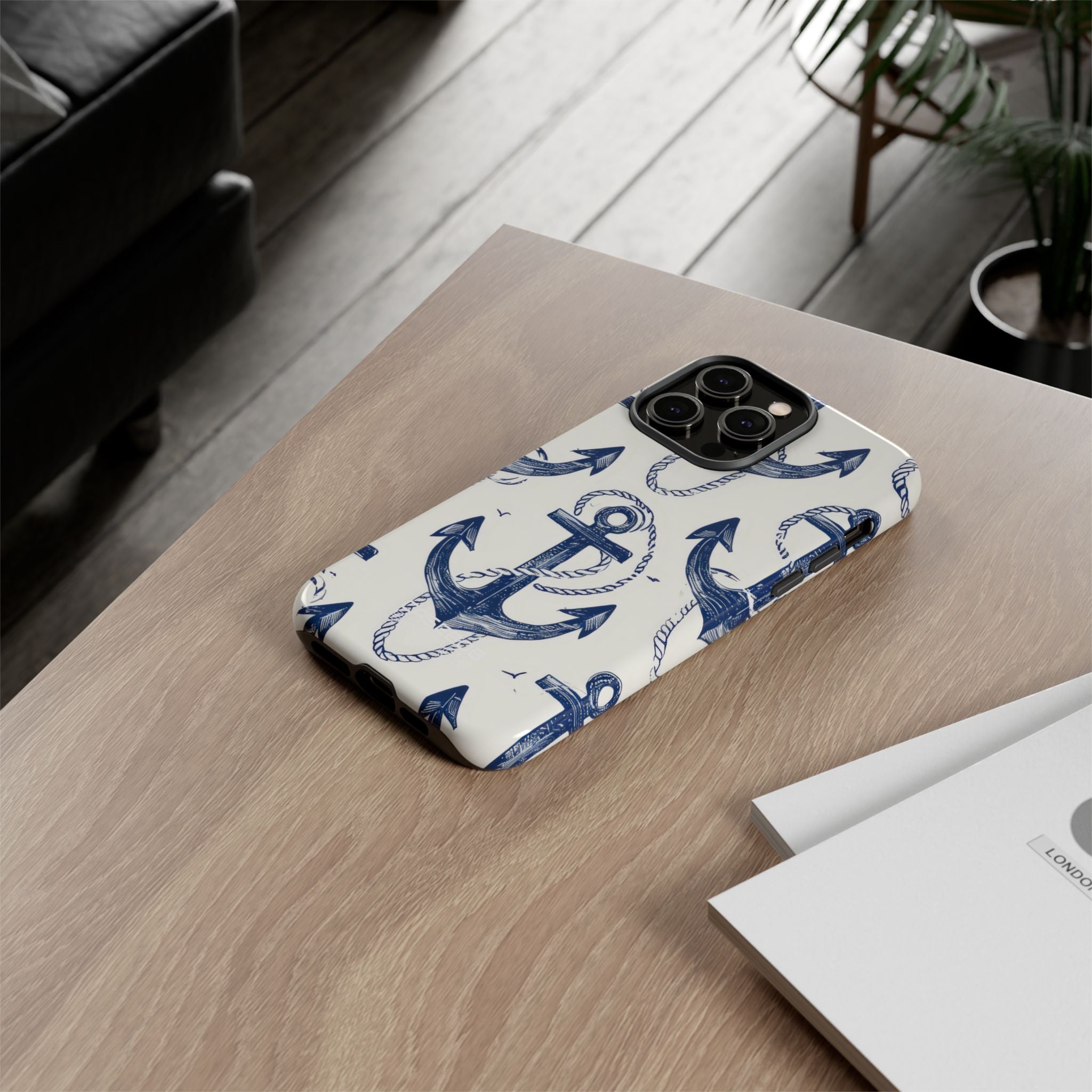 Arazzo con ancora blu navy iPhone 14 - Tough