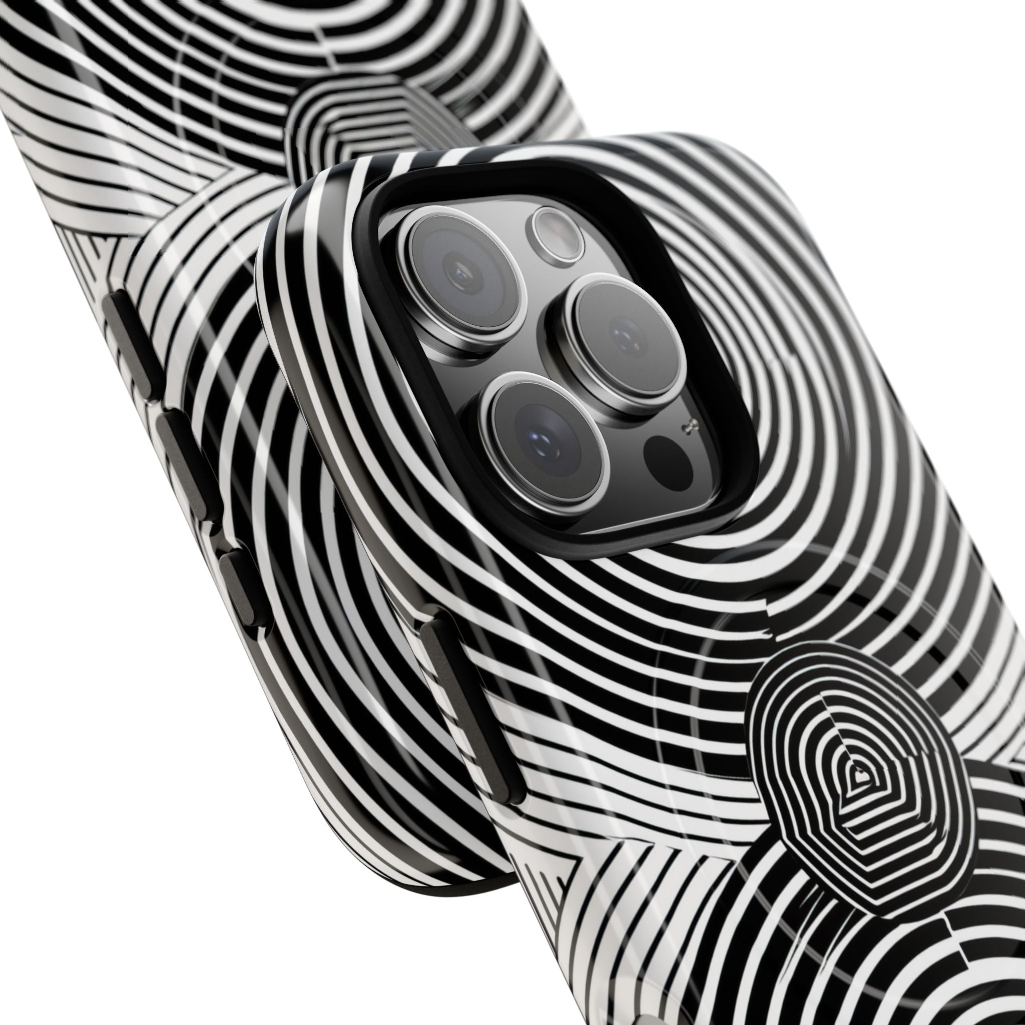 Monochrome Spiral Motion iPhone 16 - Tough+