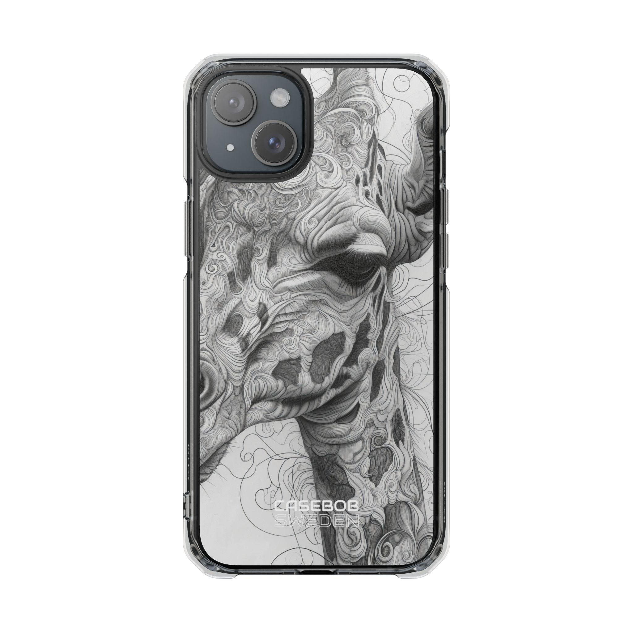 Swirling Giraffe Art iPhone 15 - Impact Clear+