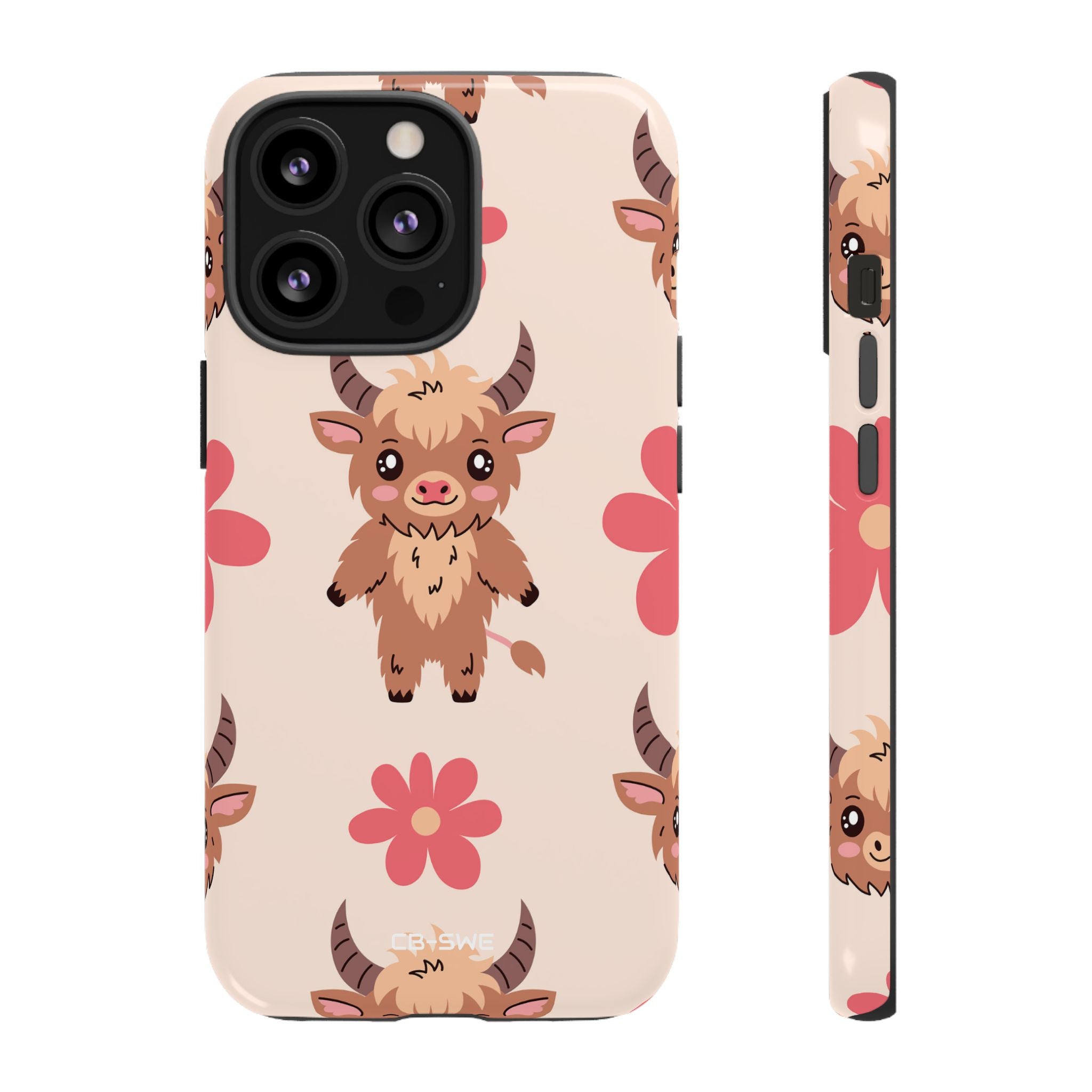 Cute Cattle & Flowers - iPhone Case