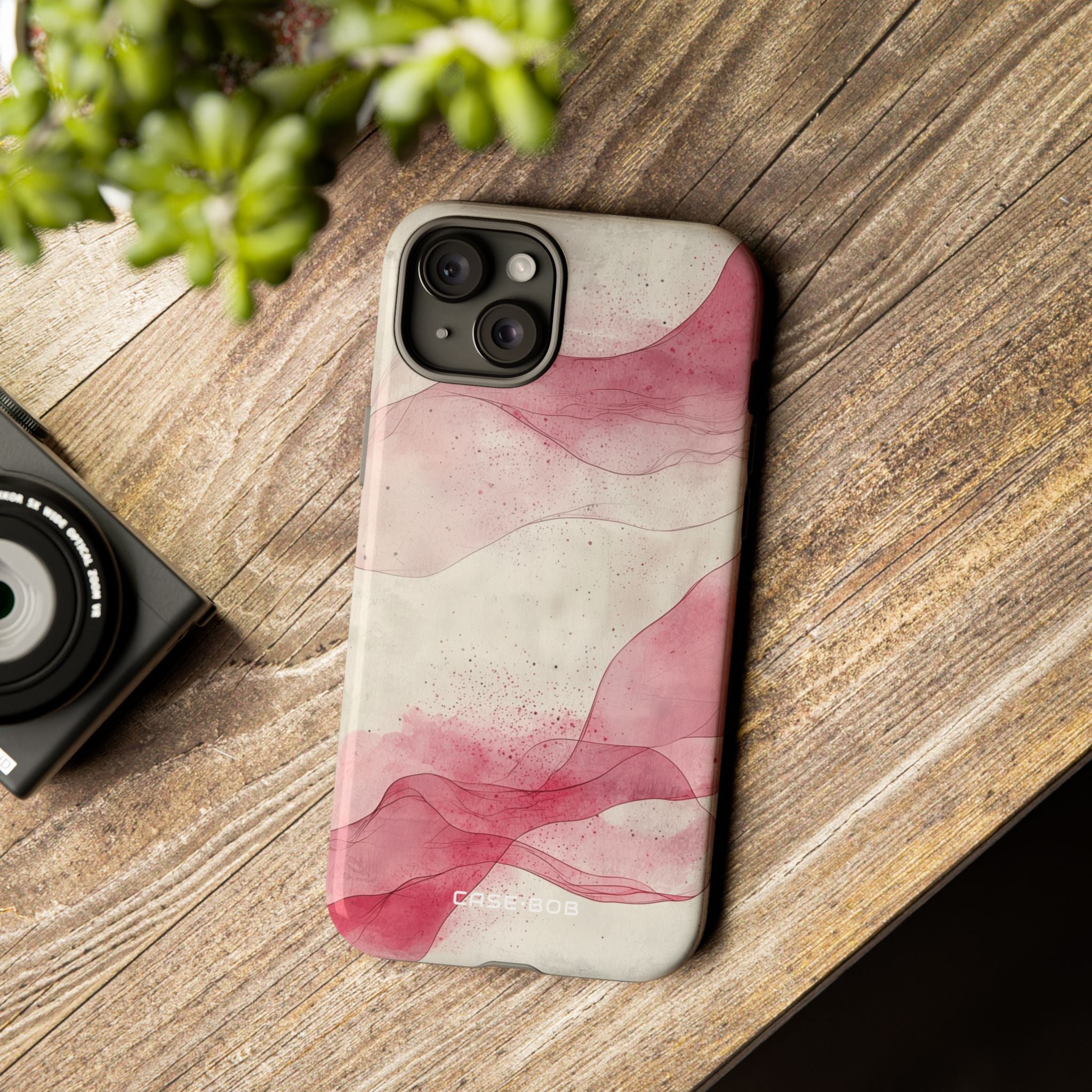 Crimson Waves iPhone 15 Plus Case - Tough