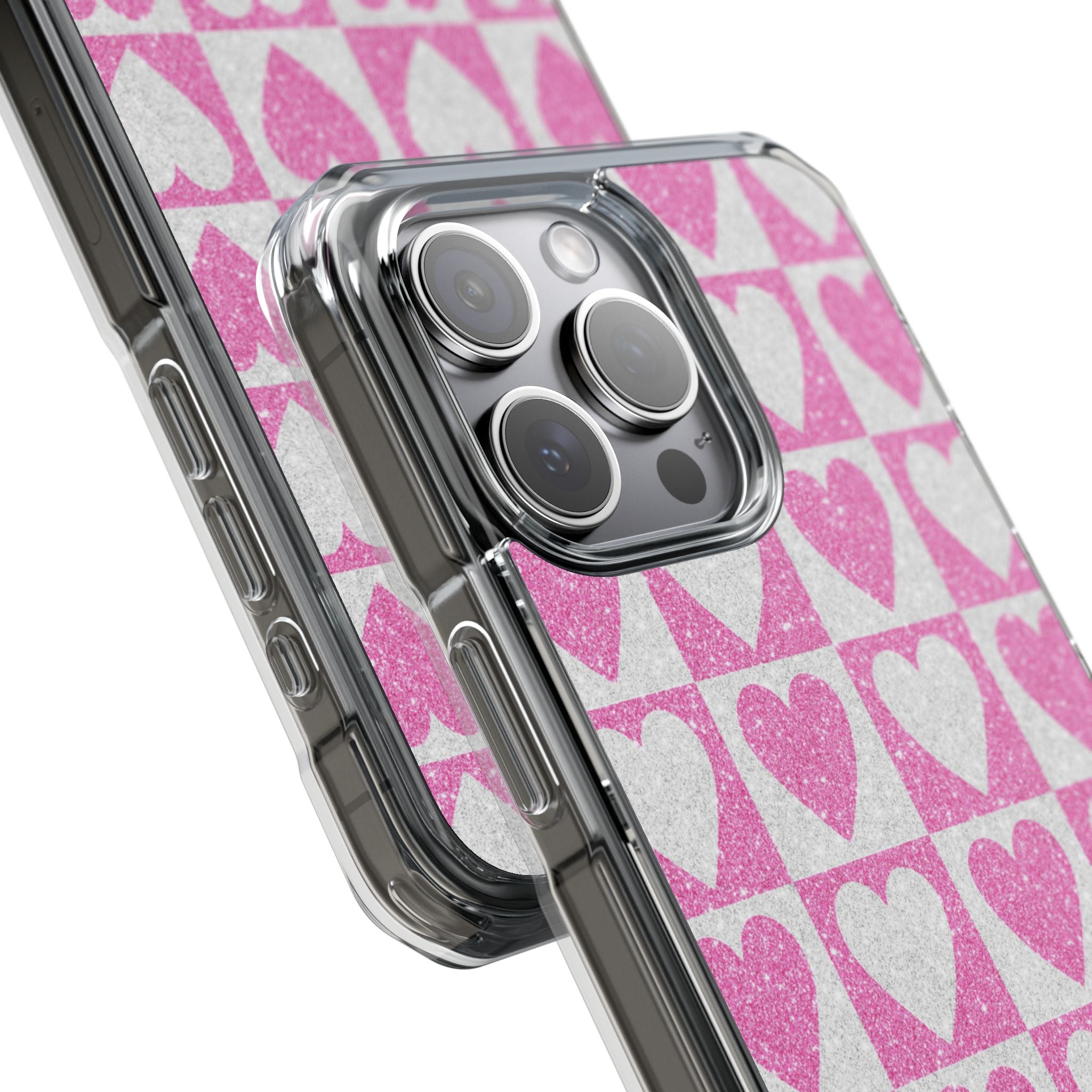 Glitter Heart Grid iPhone 15 Pro Max Case - Impact