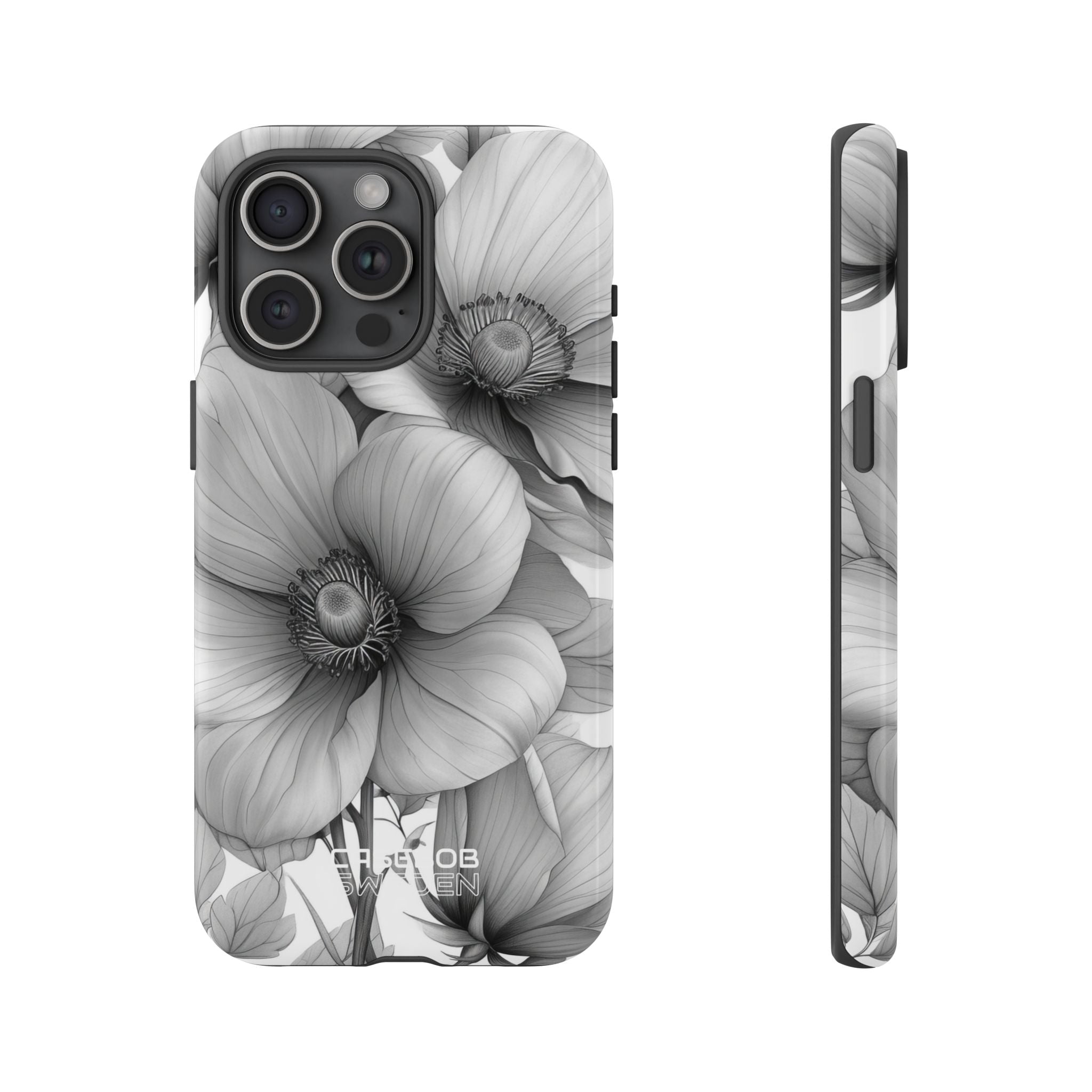 Grijstinten Bloemenharmonie iPhone 15 - Tough