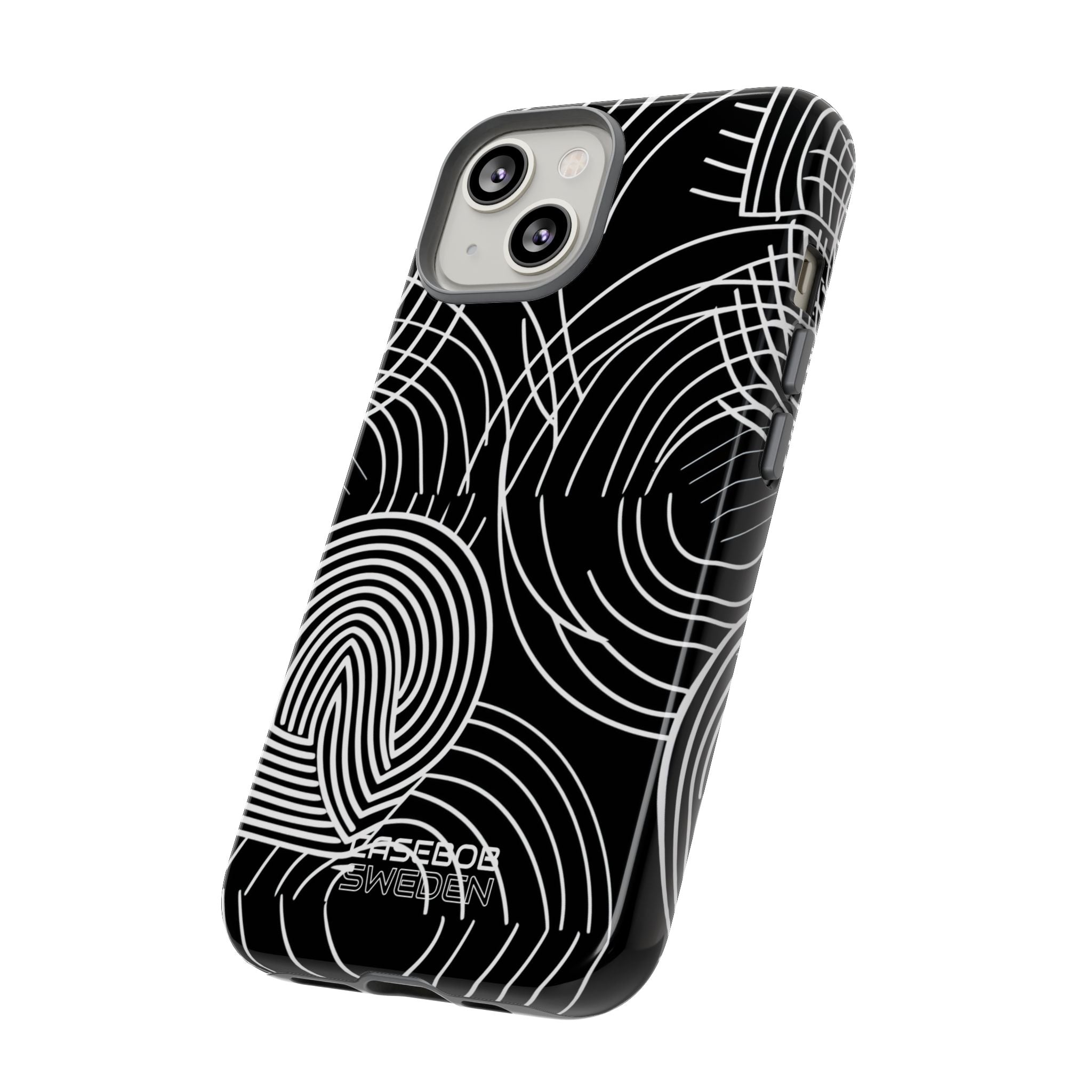 Monochrome Spiral Curves iPhone 14 - Tough