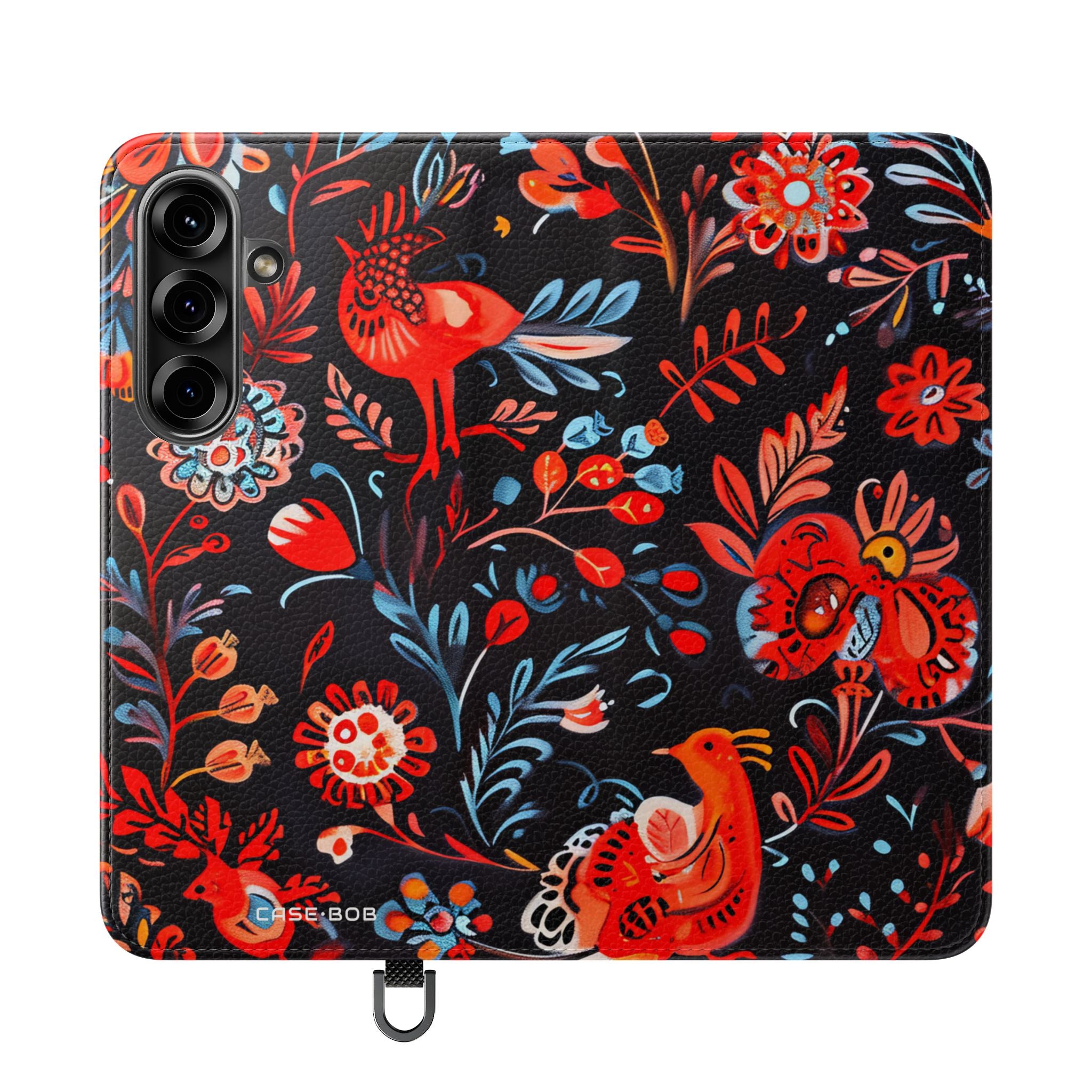 Folk Bird Flame - Samsung S25 Case - Lompakkokotelo