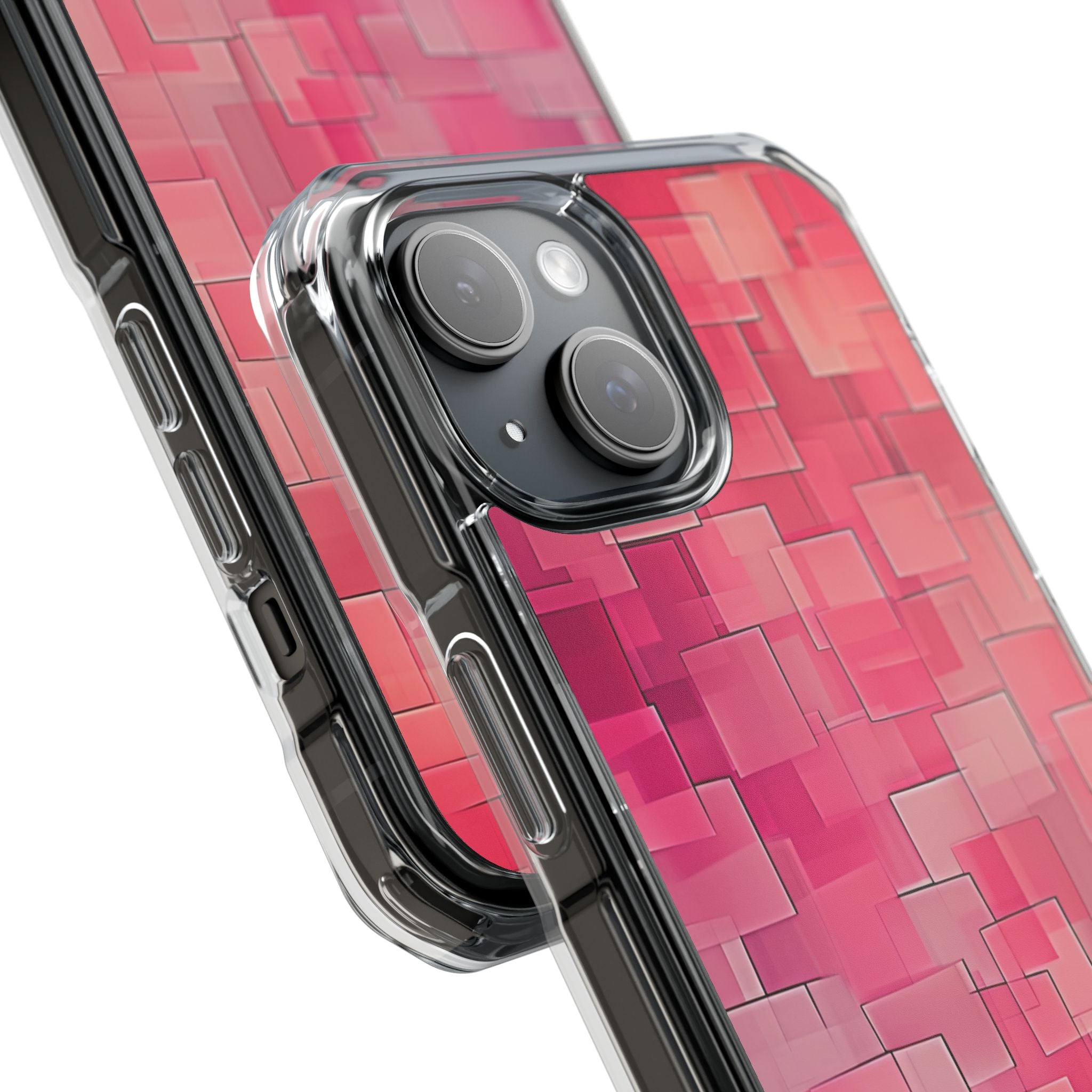 Layered Pink Geometry iPhone 15 - Impact Clear+