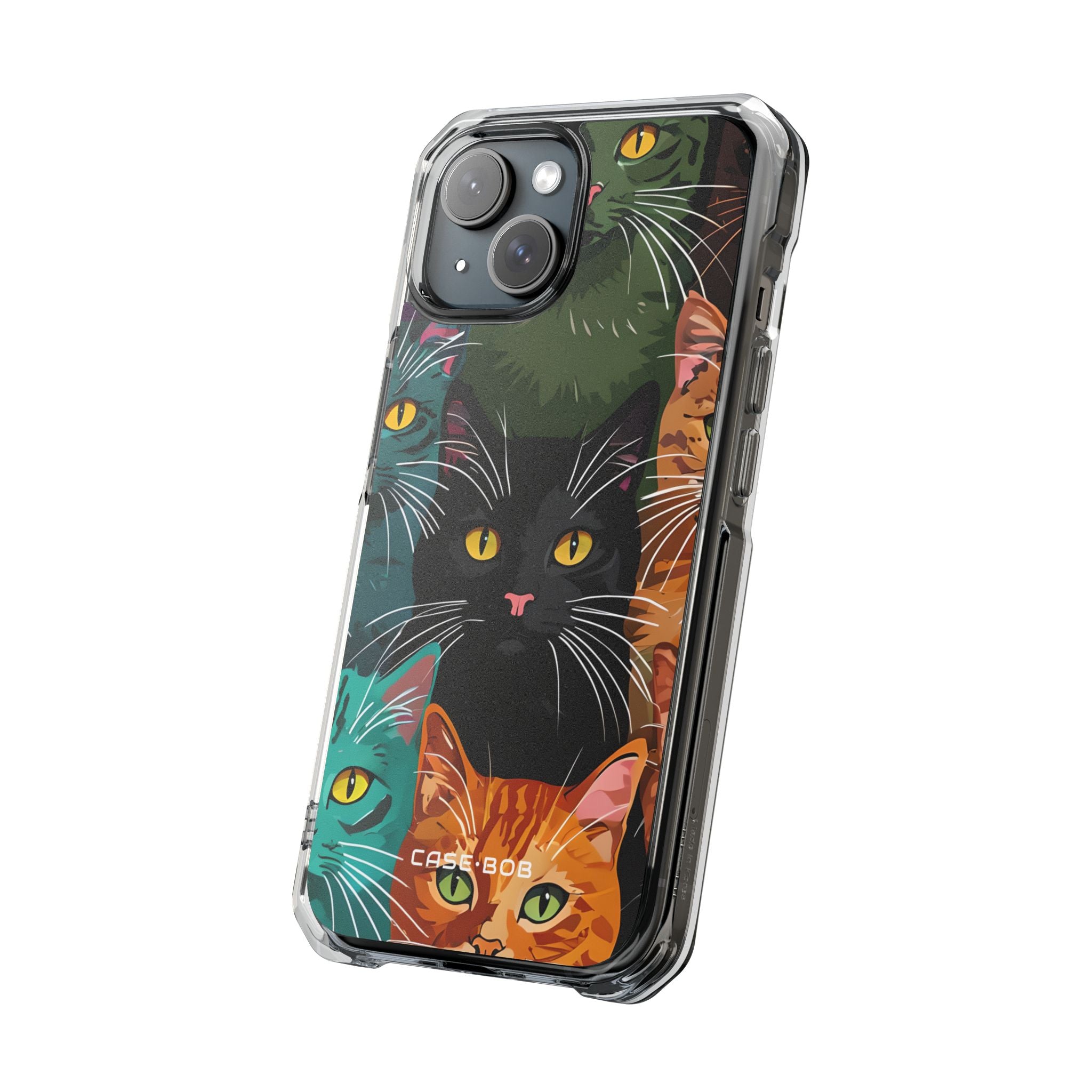 Cat Grid Teal iPhone 15 Case - Impact