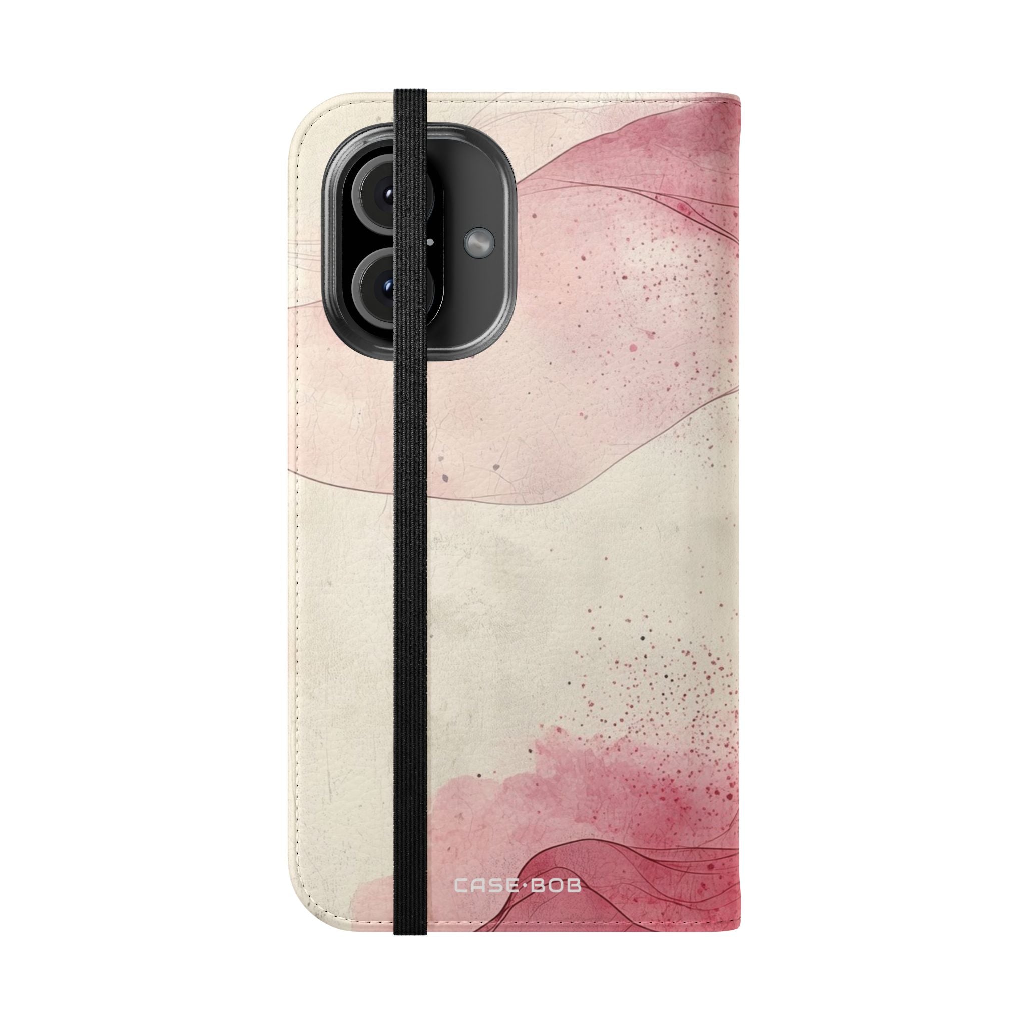 Crimson Ribbon Waves - iPhone 16 Case - Wallet