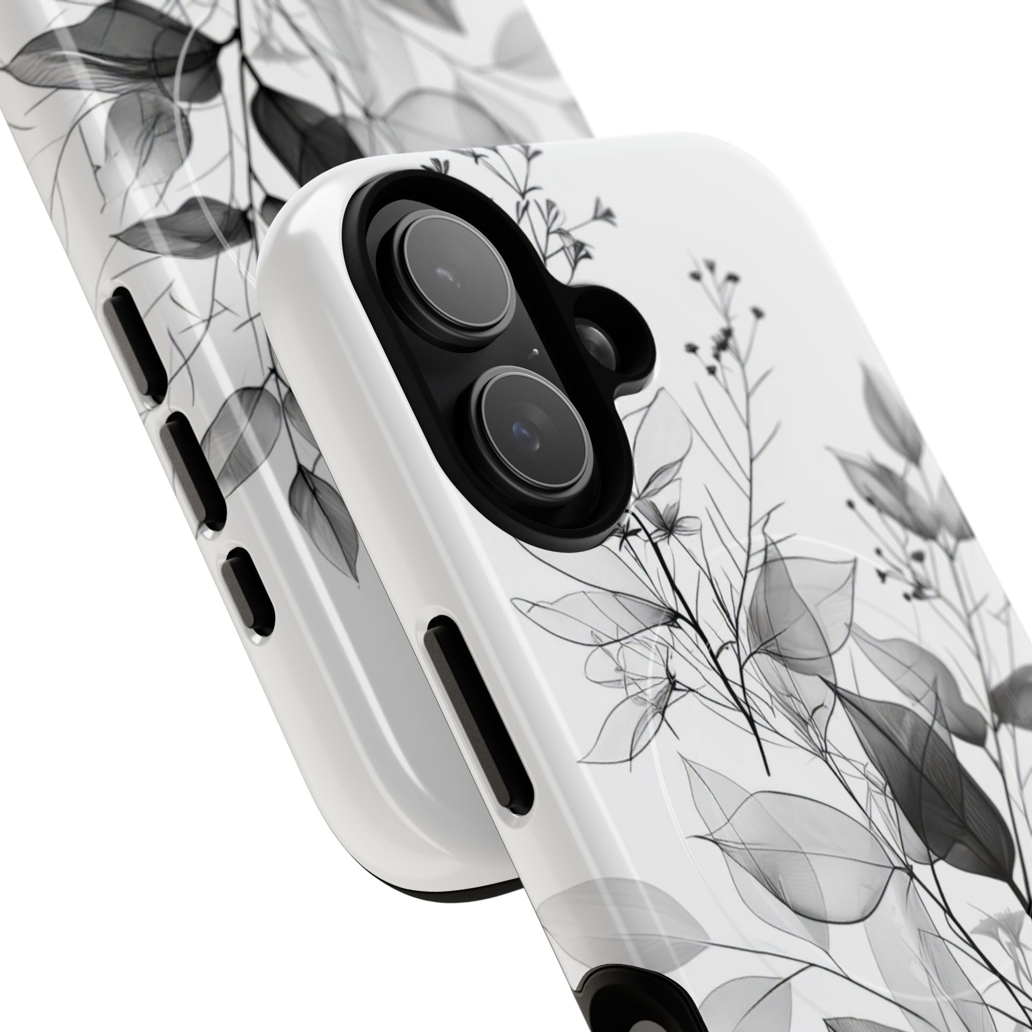 Veined Leaves Gray iPhone 17 Case - Tough+