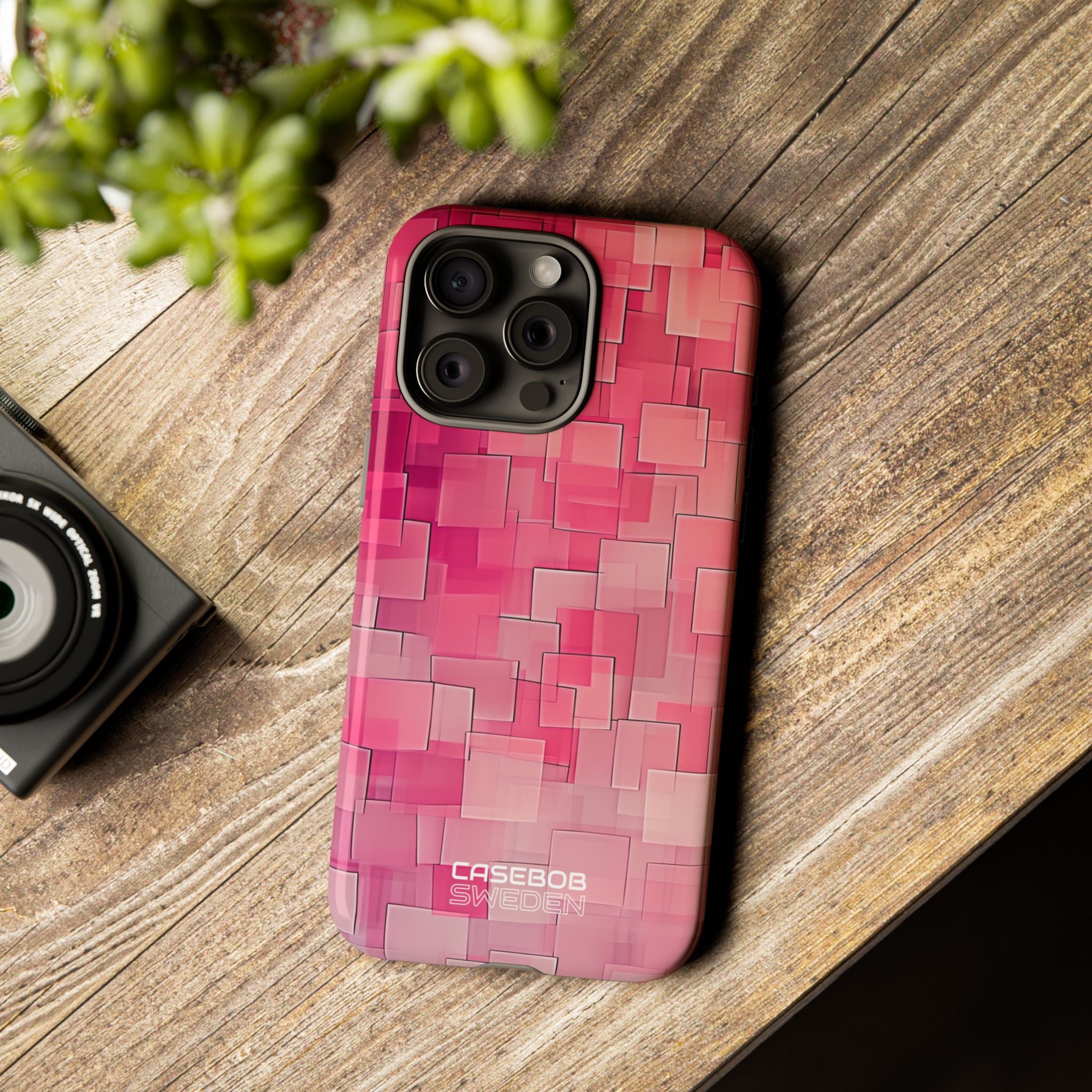 Layered Pink Geometry iPhone 15 - Tough
