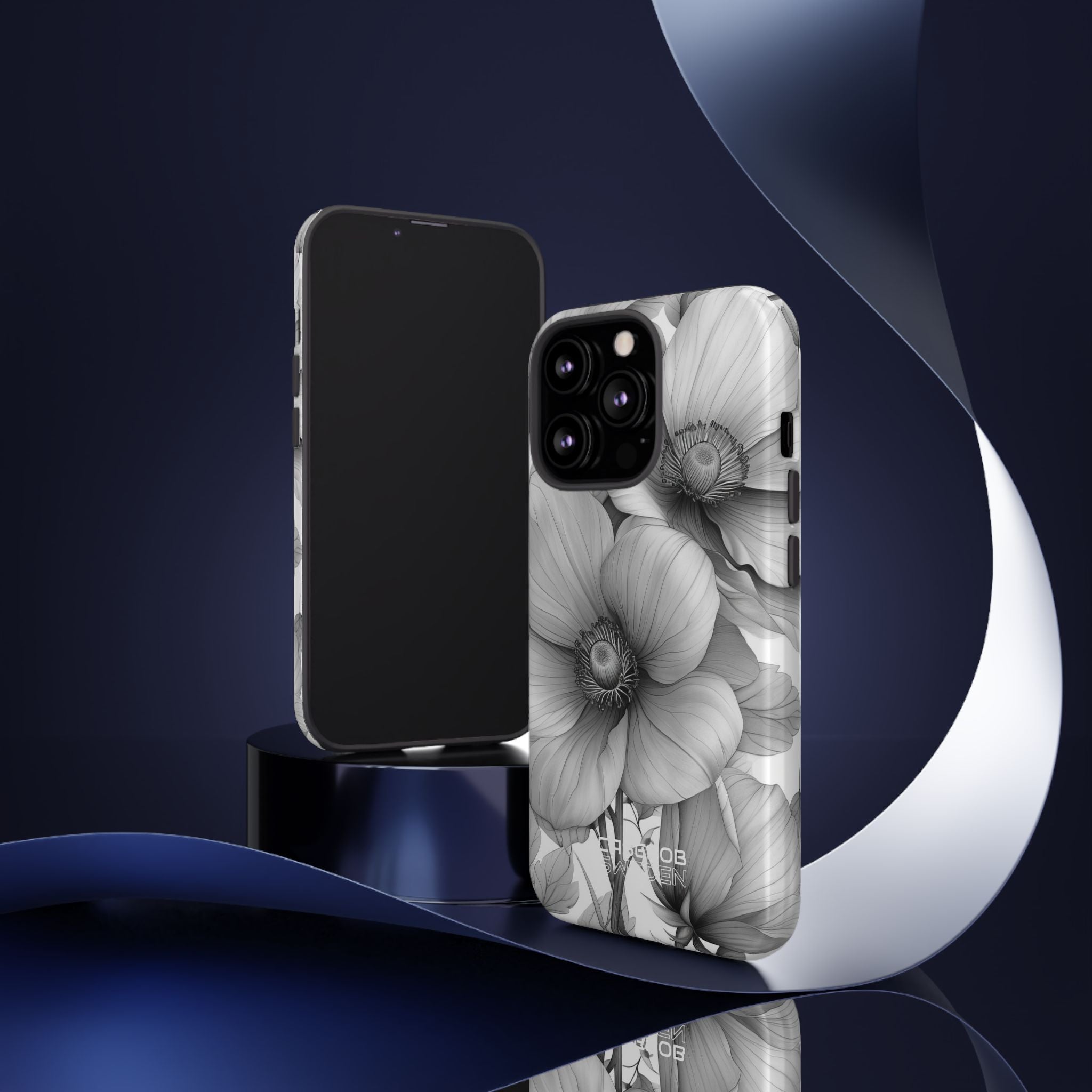 Grayscale Floral Harmony iPhone 13 - Tough