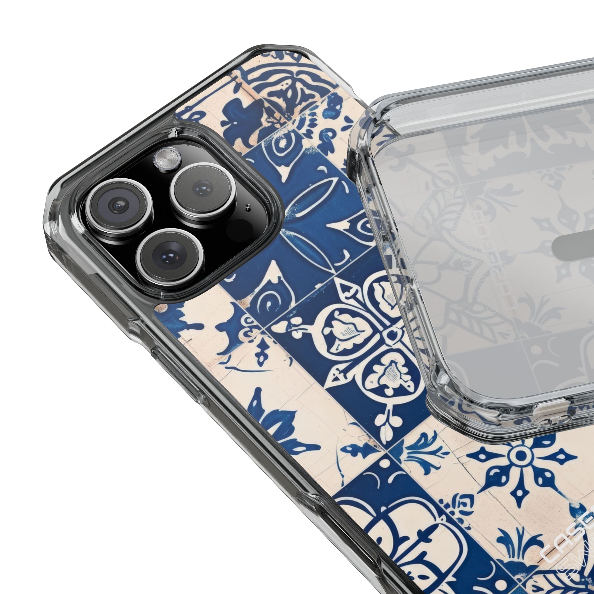 Ornate Blue Tiles iPhone 16 - Impact Clear+