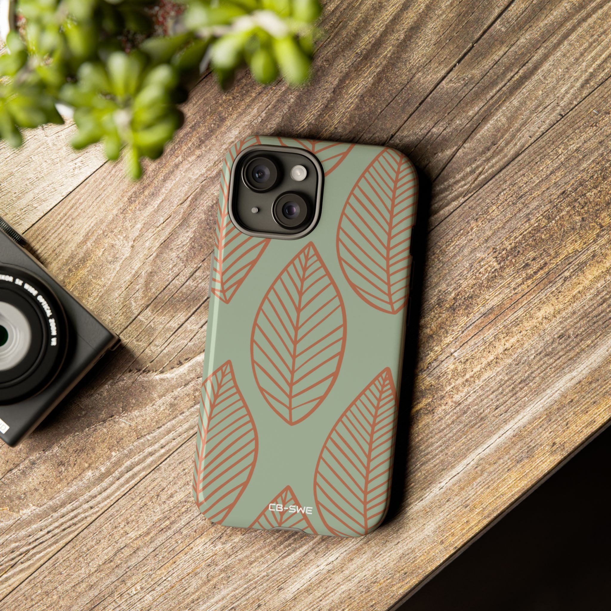 Mint and Orange Leaves - iPhone Case