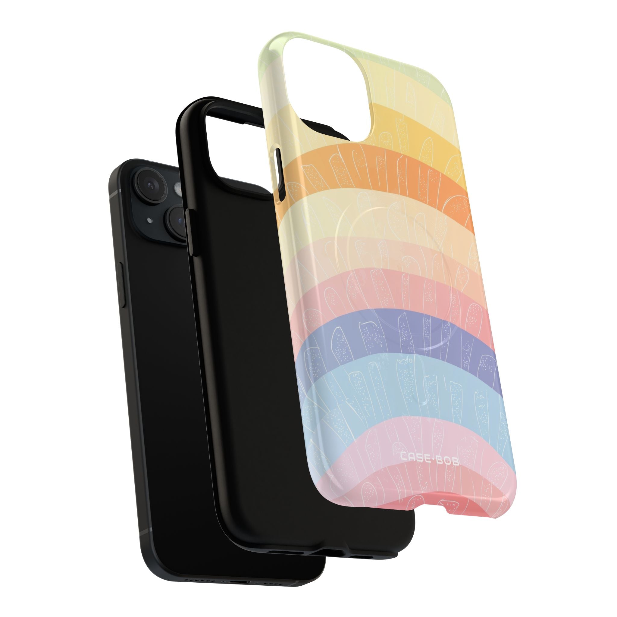 Pastel Rainbow Bands iPhone 15 Plus Case - Tough+