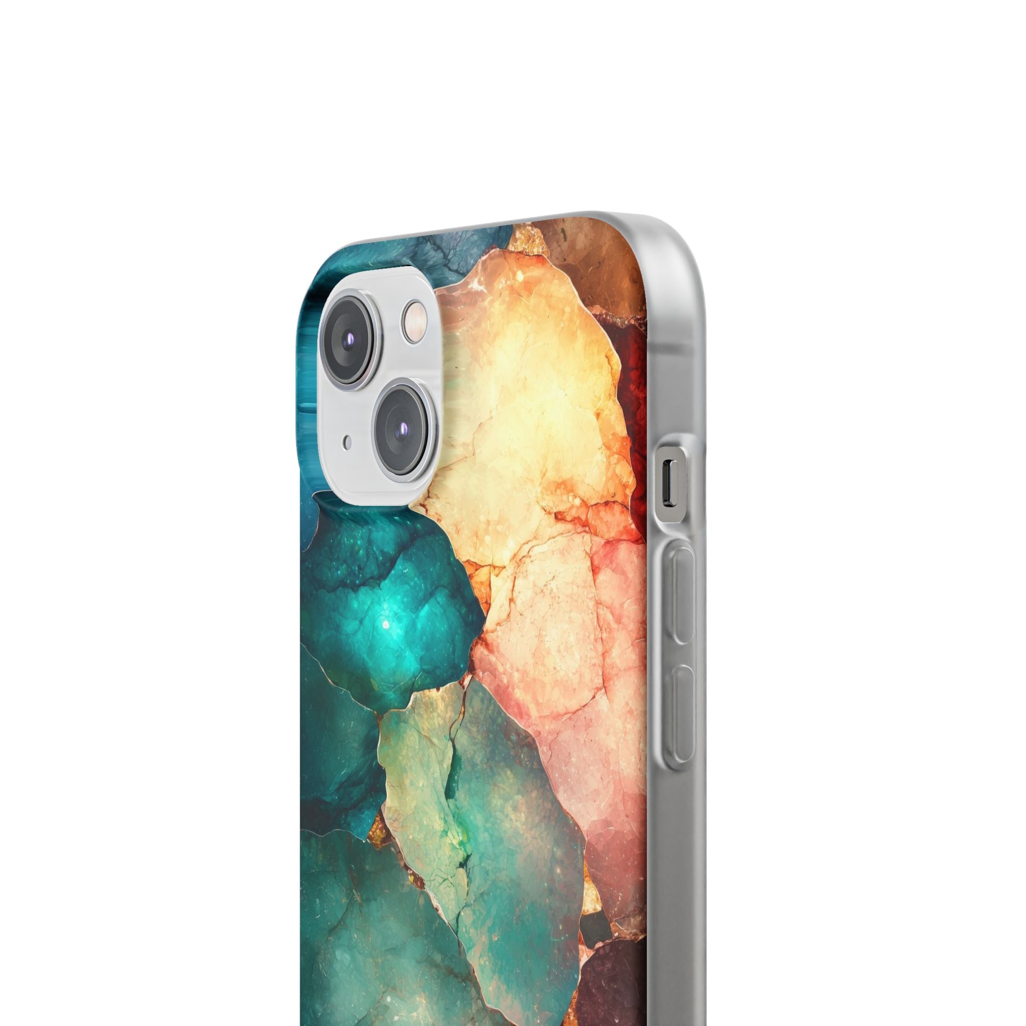 Teal Mosaic Veins iPhone 14 Case - Soft