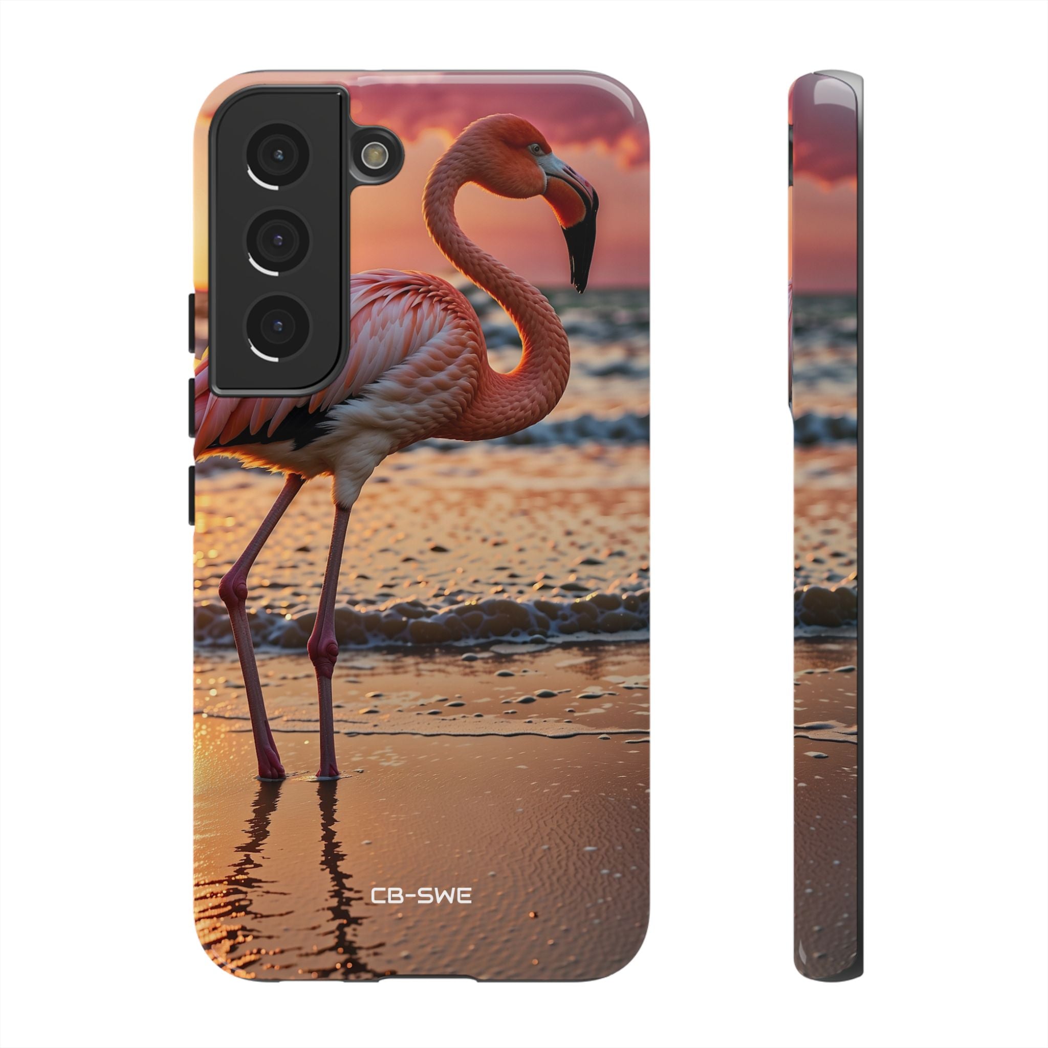 Sunset Flamingo Stand - Samsung Case