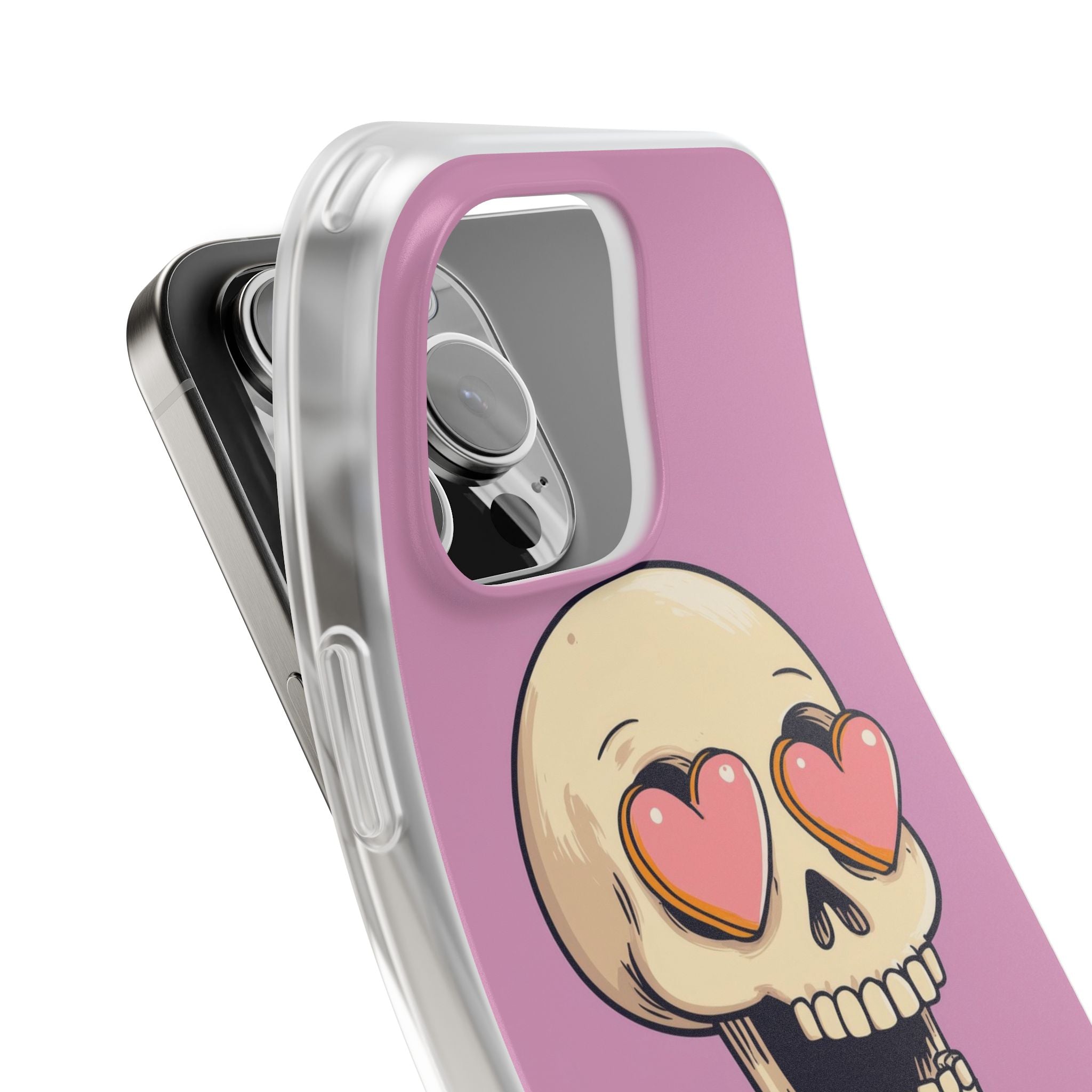 Heart Eyed Skull iPhone 16 Pro Max Case - Soft