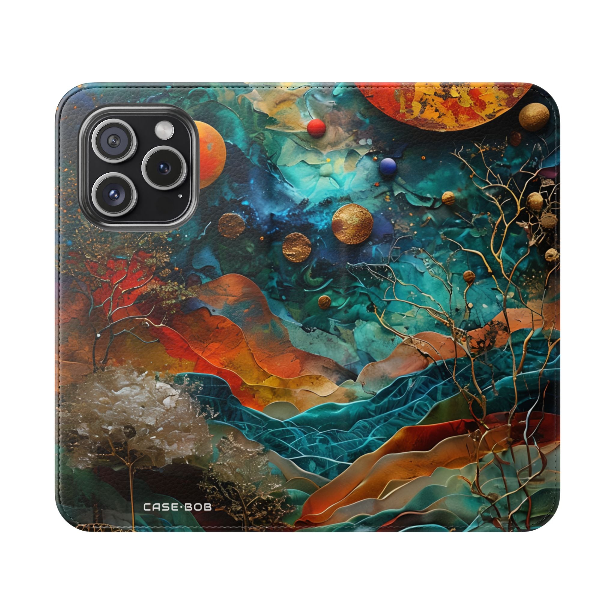 Solar Orbit Orange - iPhone 15 Pro -kotelo - Lompakko