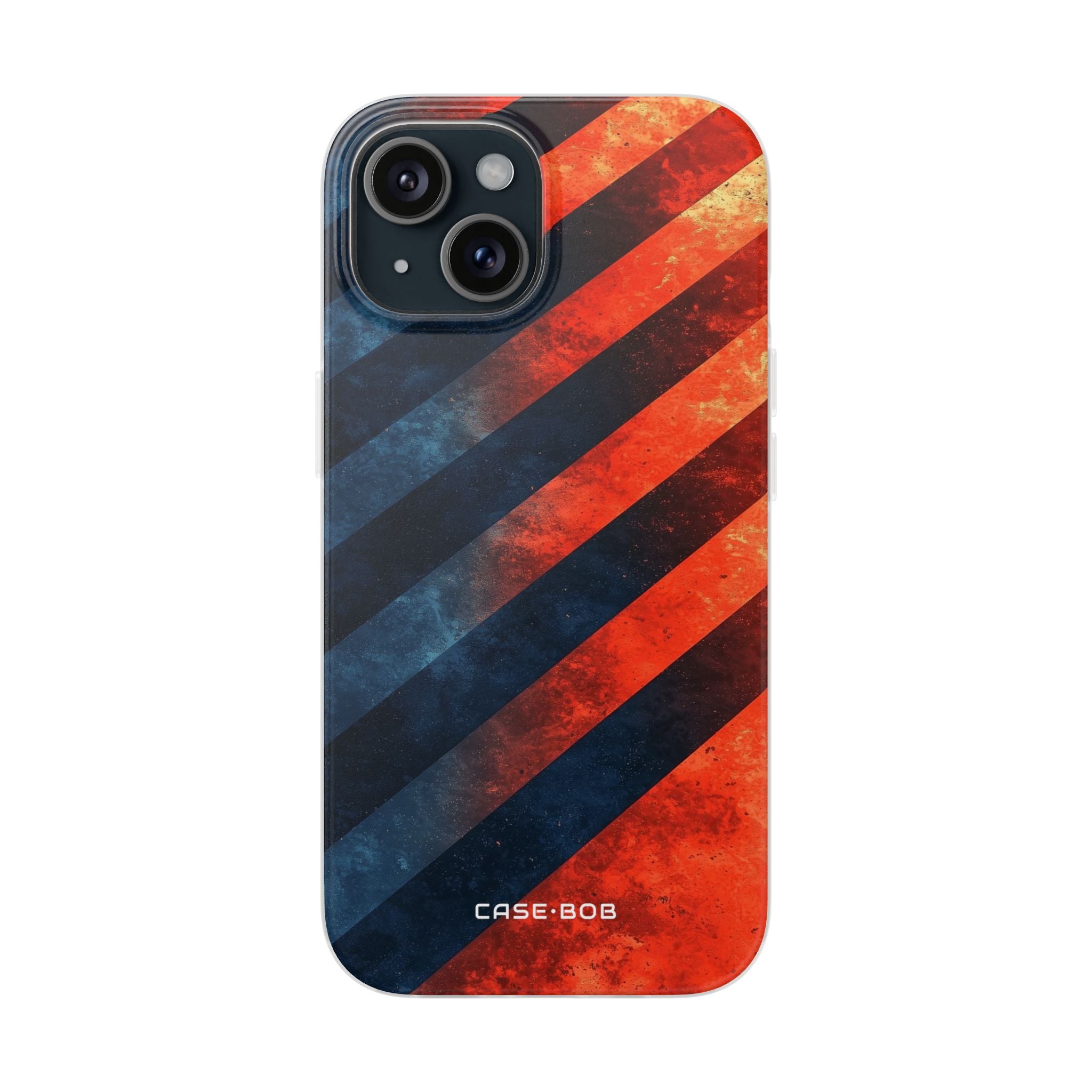 Diagonal Stripes Blaze iPhone 15 Case - Soft