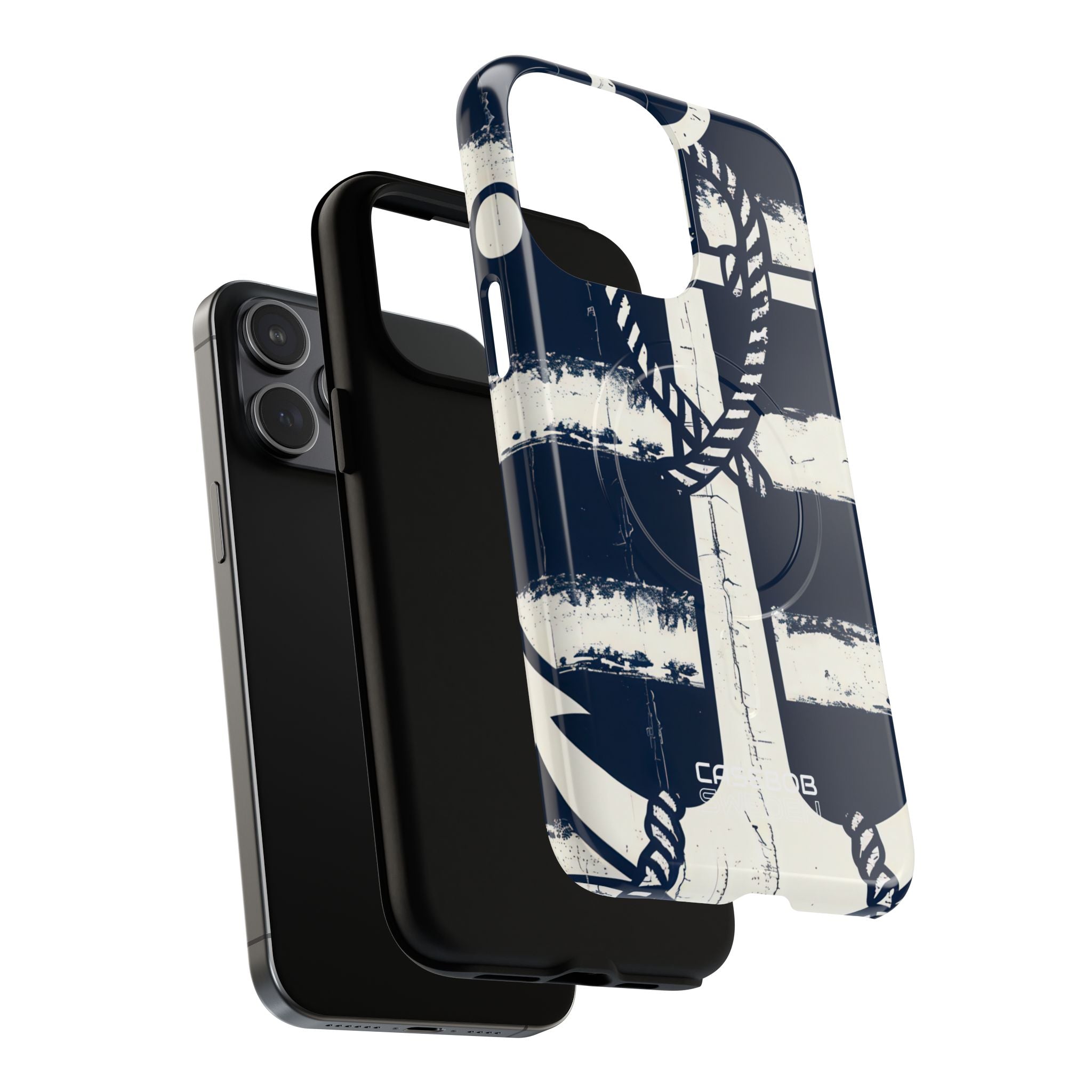 Navy Anchor Stripes iPhone 15 - Tough+