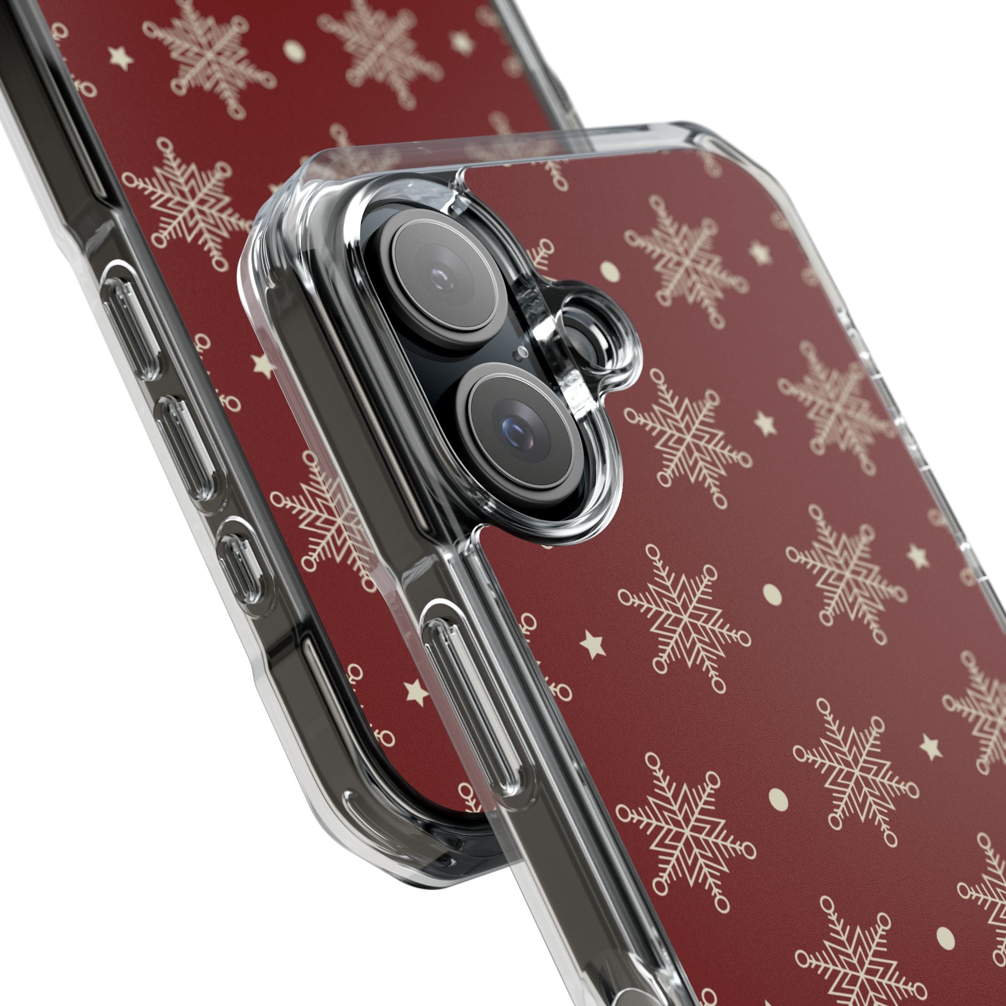 Cream Snowflake Crimson iPhone 15 Case - Impact