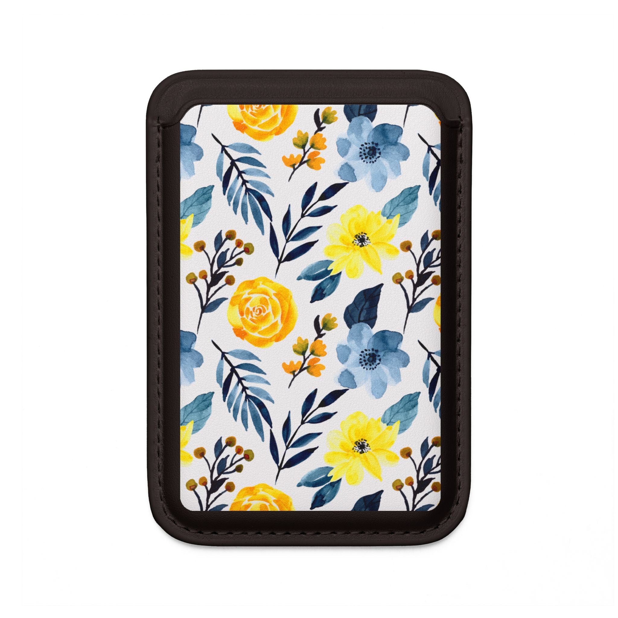 Keltainen Sininen Kukat Lompakko – MagSafe Valmis