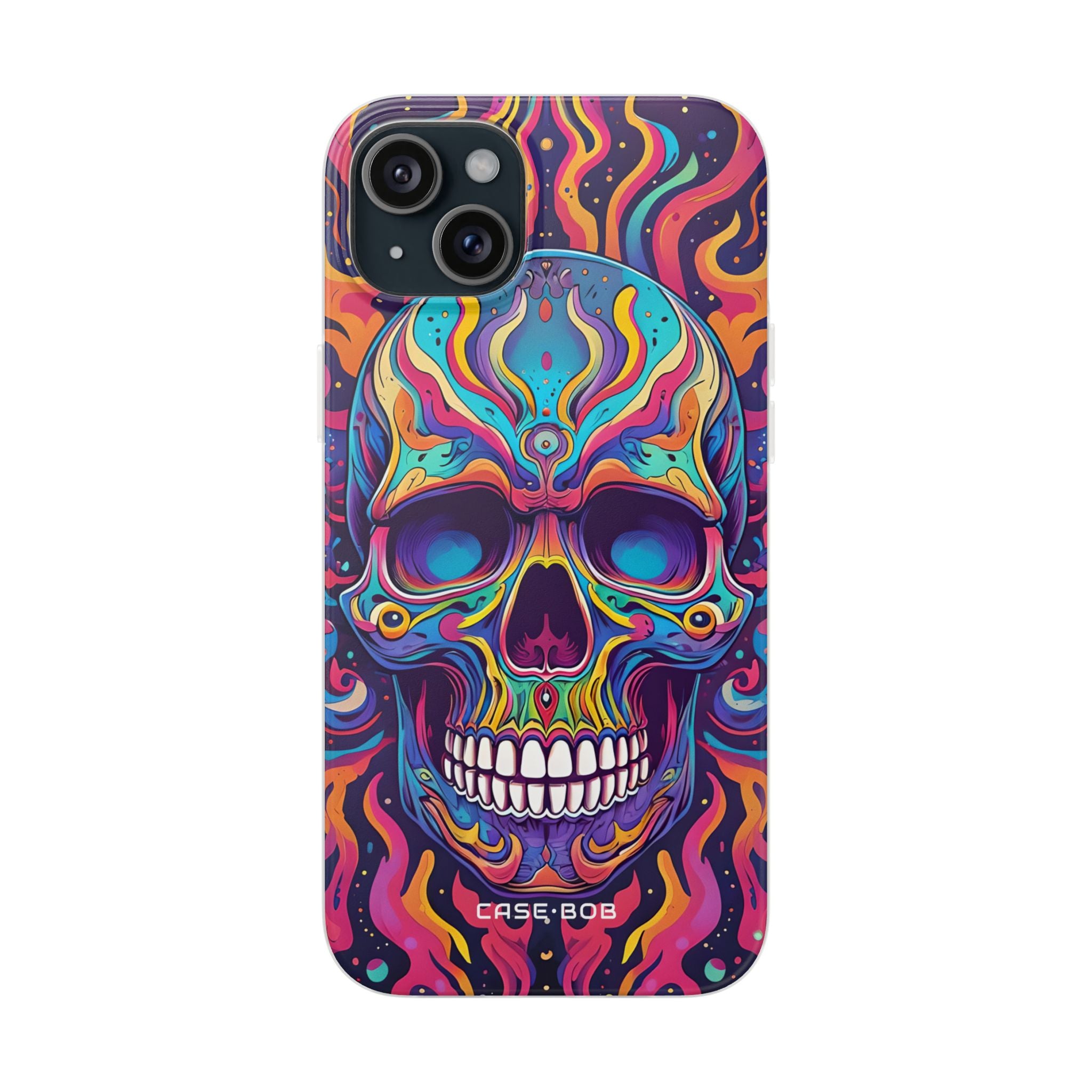Flaming Skull iPhone 15 Plus Case - Soft