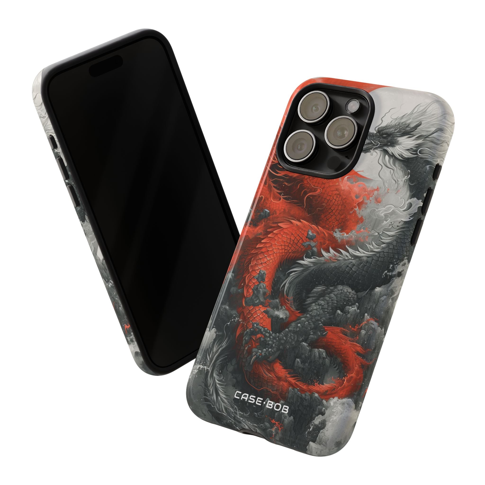 Twin Dragons Crimson iPhone 15 Pro Max Case - Tough