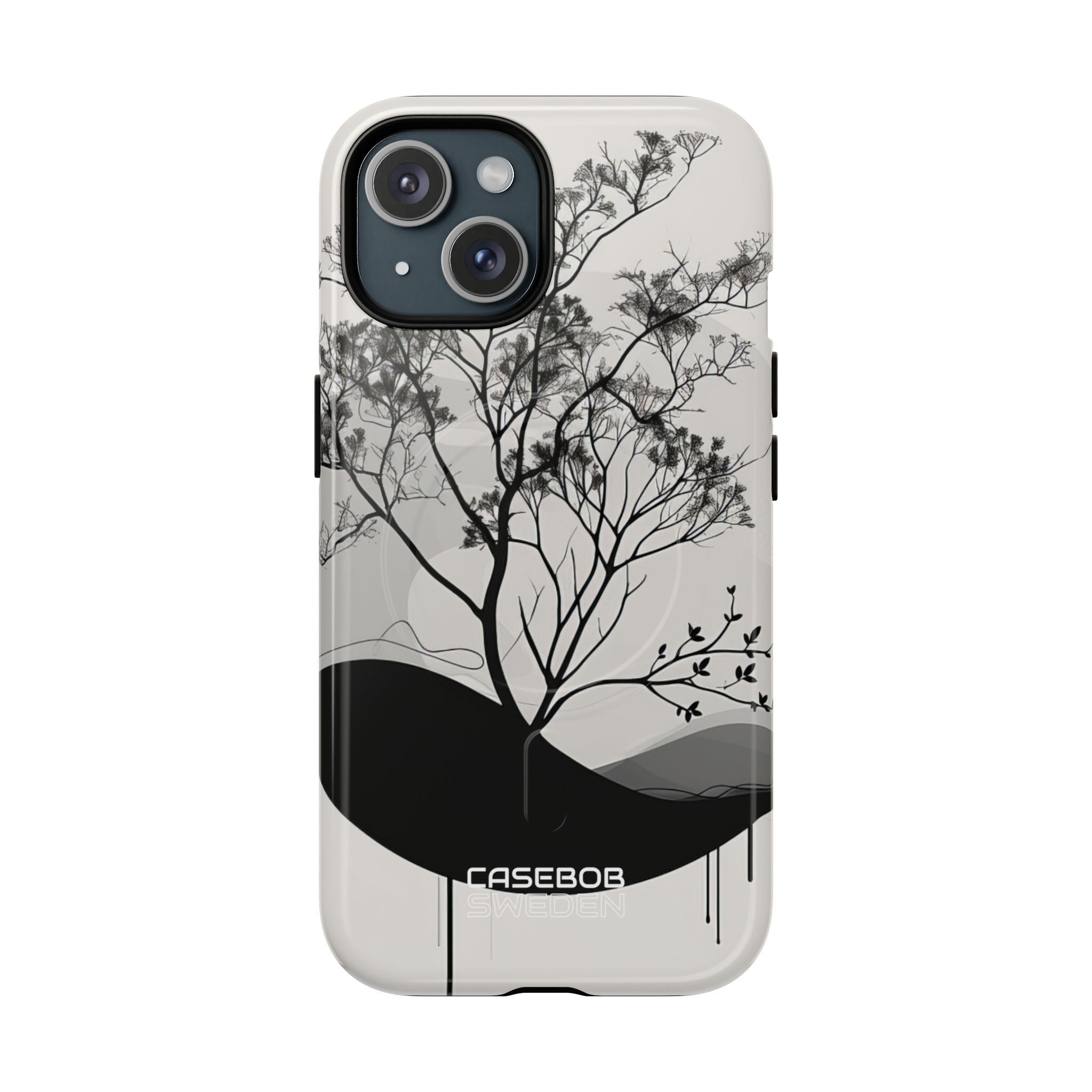 Monochrome Drip Tree iPhone 15 - Tough+